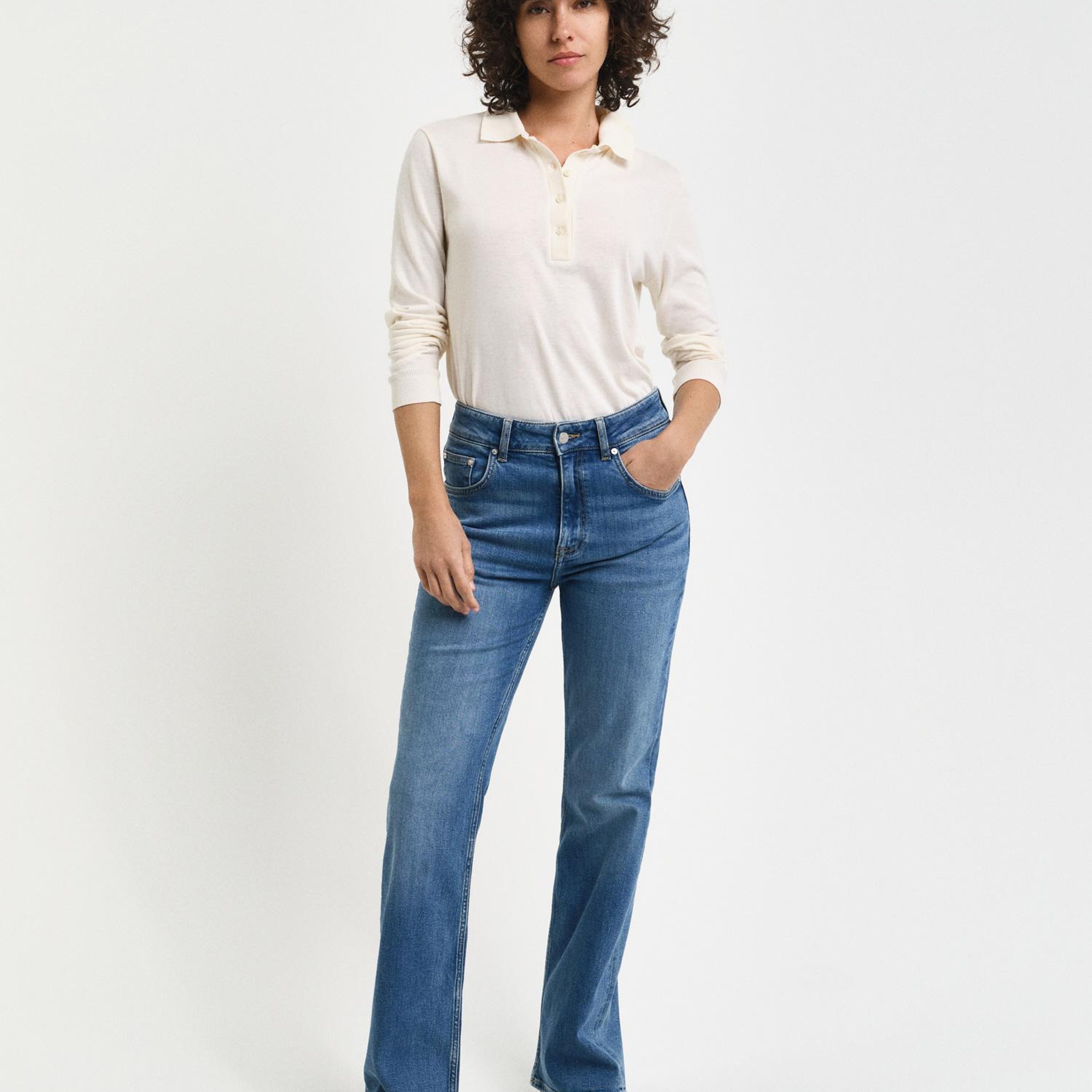 GANT Kadın Mavi Slim Fit Flare Jean Pantolon