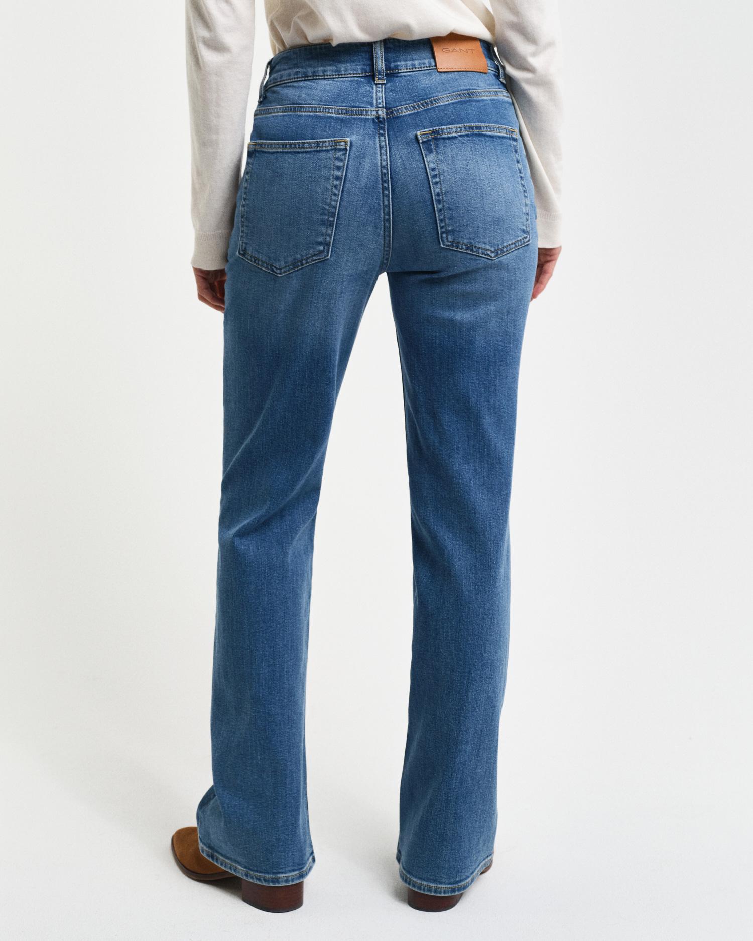 GANT Kadın Mavi Slim Fit Flare Jean Pantolon