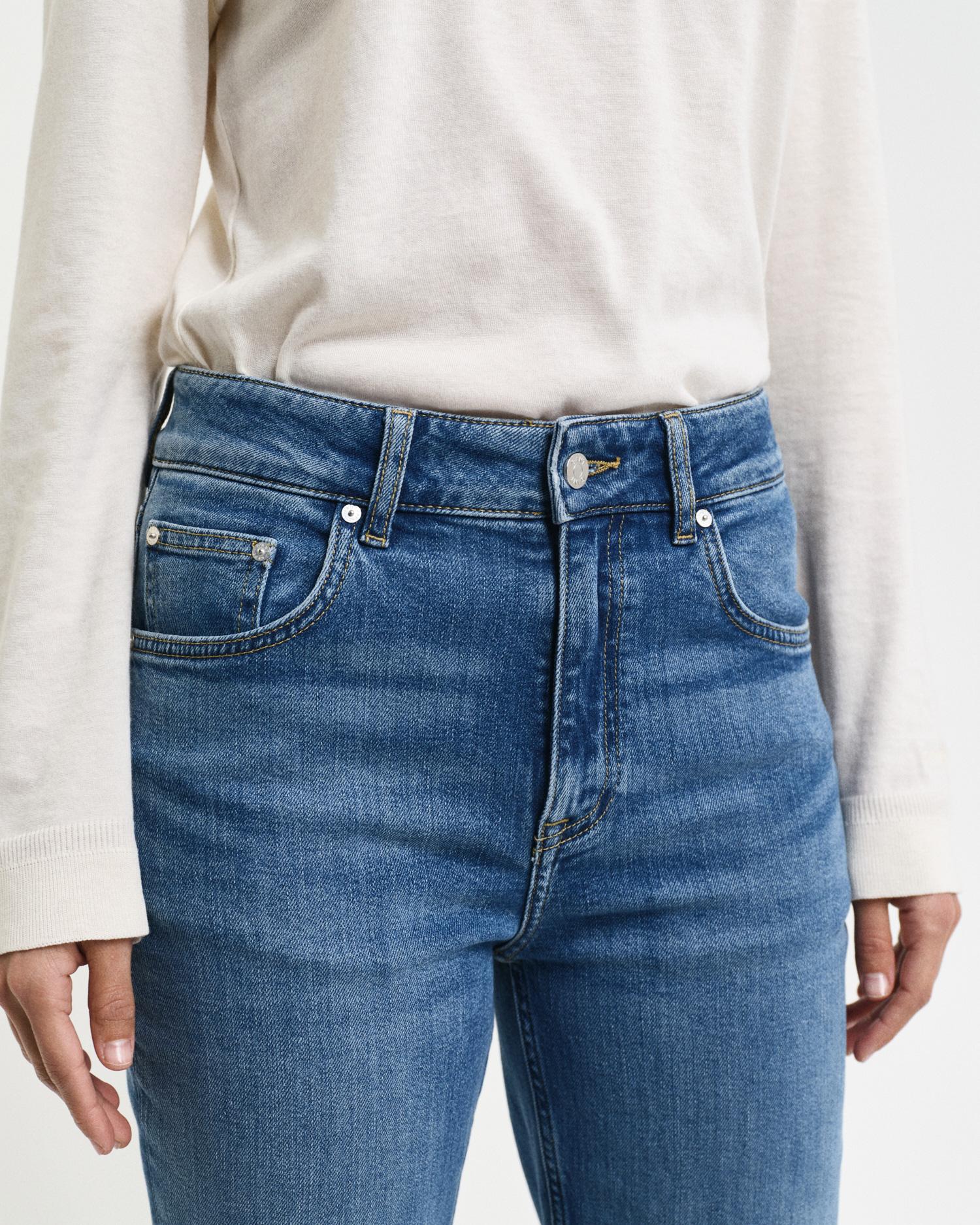 GANT Kadın Mavi Slim Fit Flare Jean Pantolon