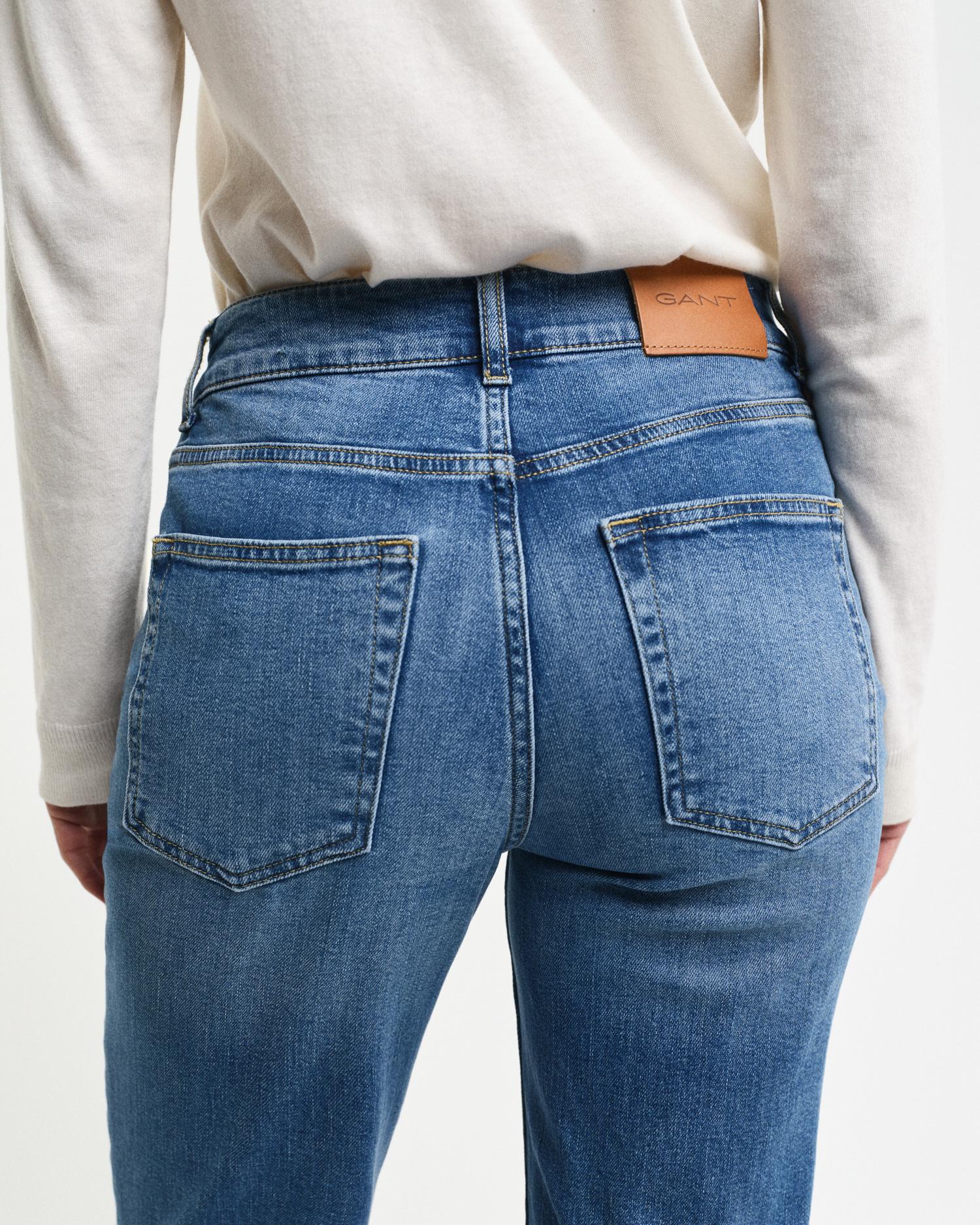 GANT Kadın Mavi Slim Fit Flare Jean Pantolon