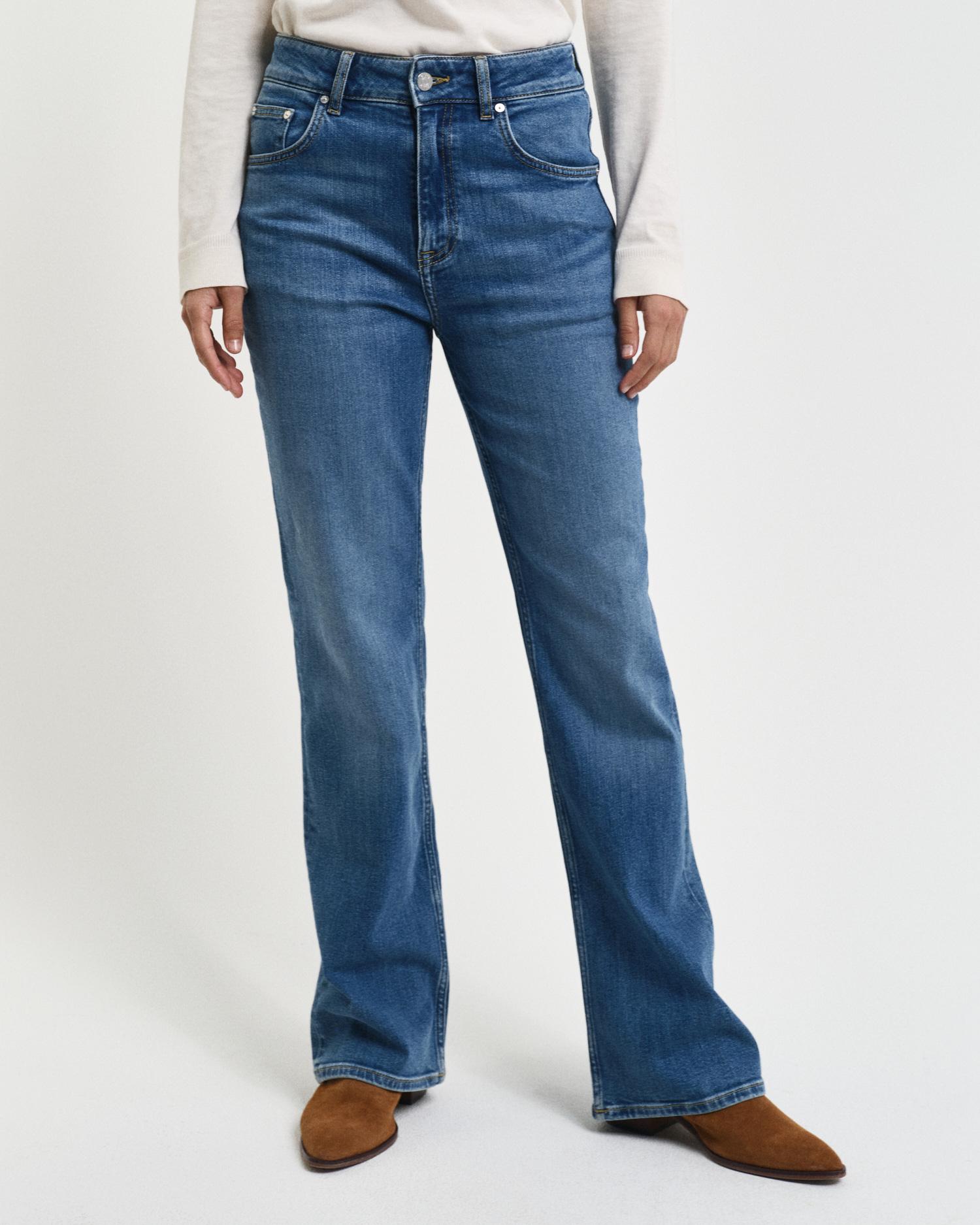 GANT Kadın Mavi Slim Fit Flare Jean Pantolon
