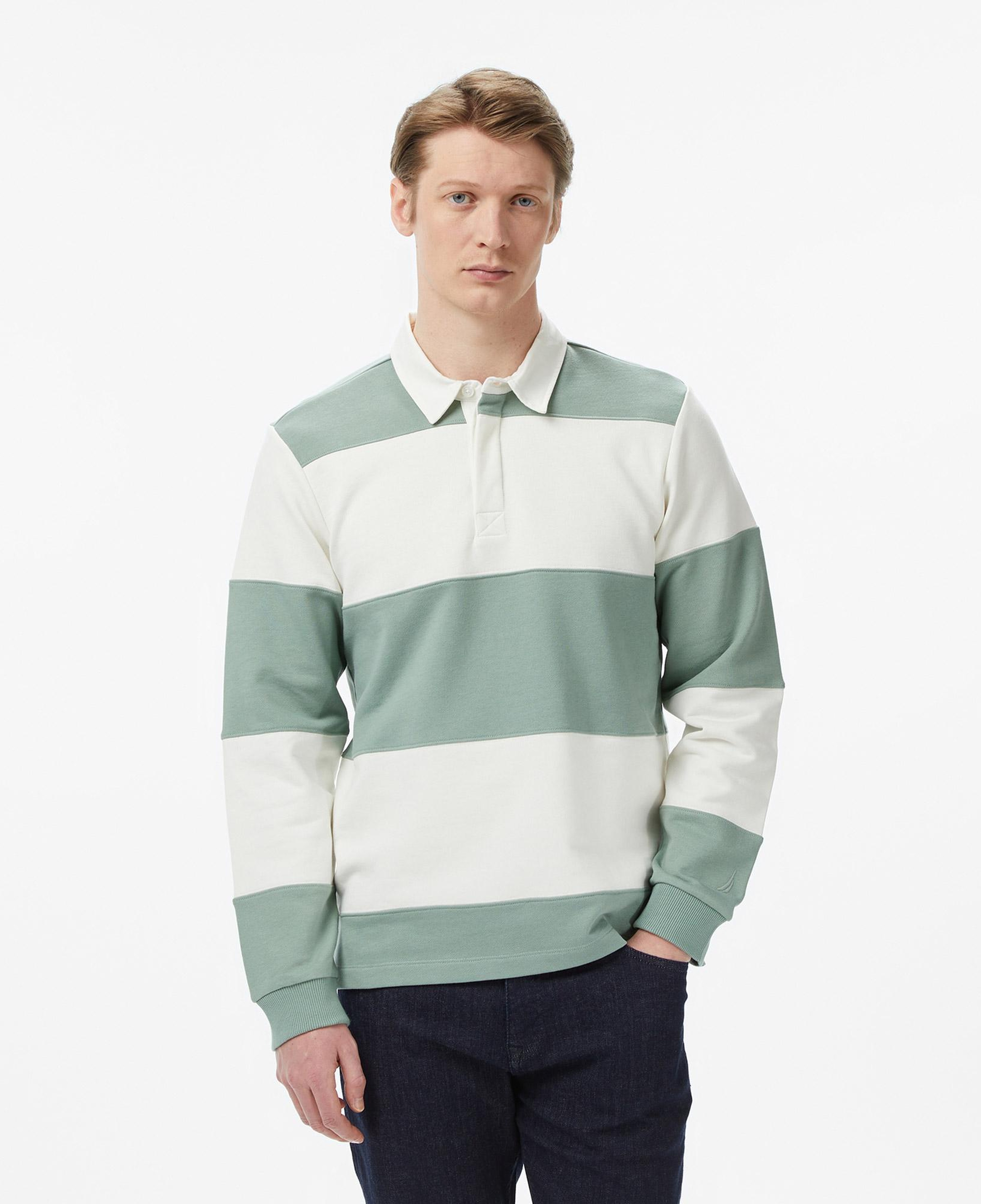 Nautica Erkek Yeşil Regular Fit Çizgili Sweatshirt