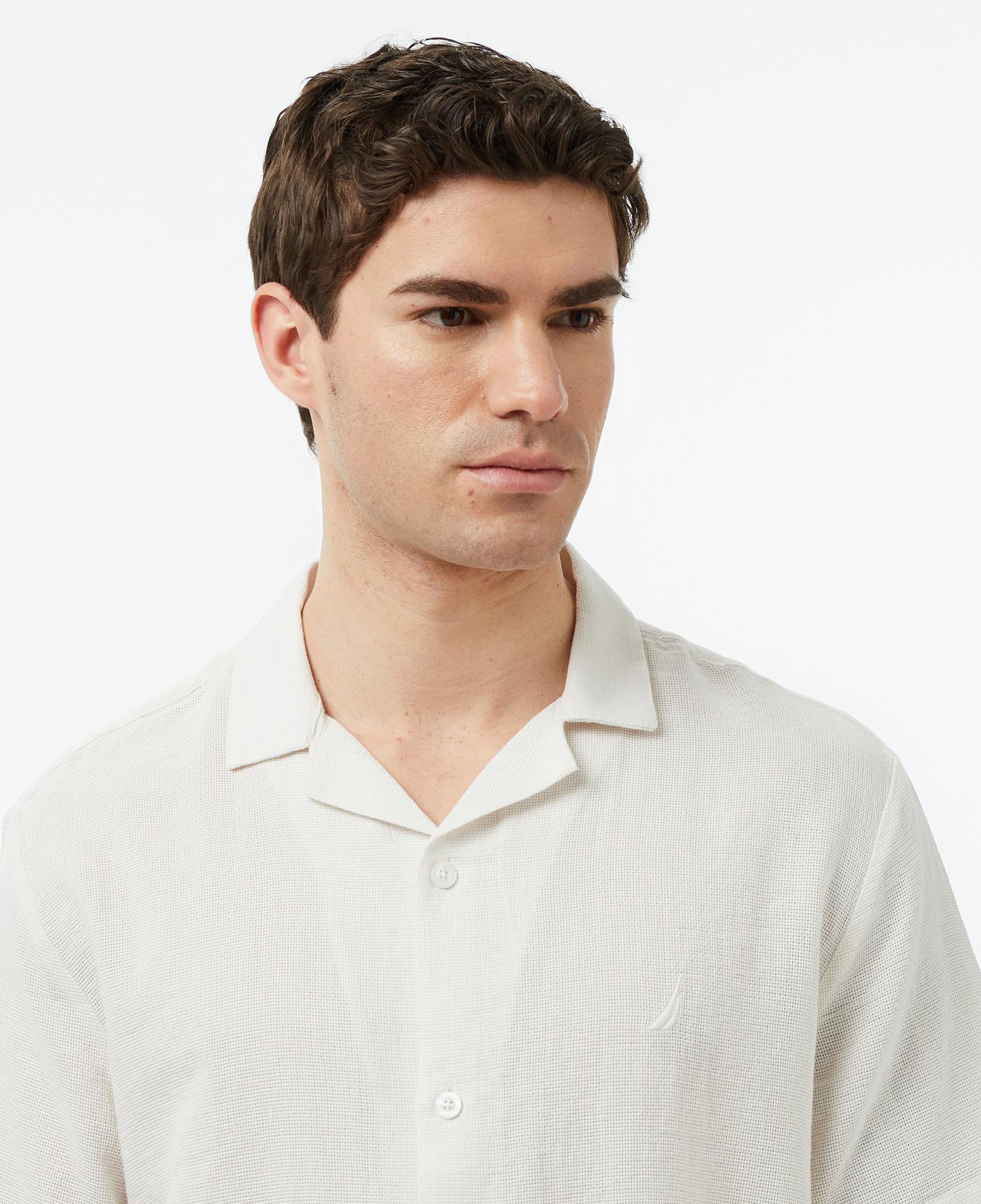 Nautica Erkek Krem Regular Fit Kısa Kollu Gömlek