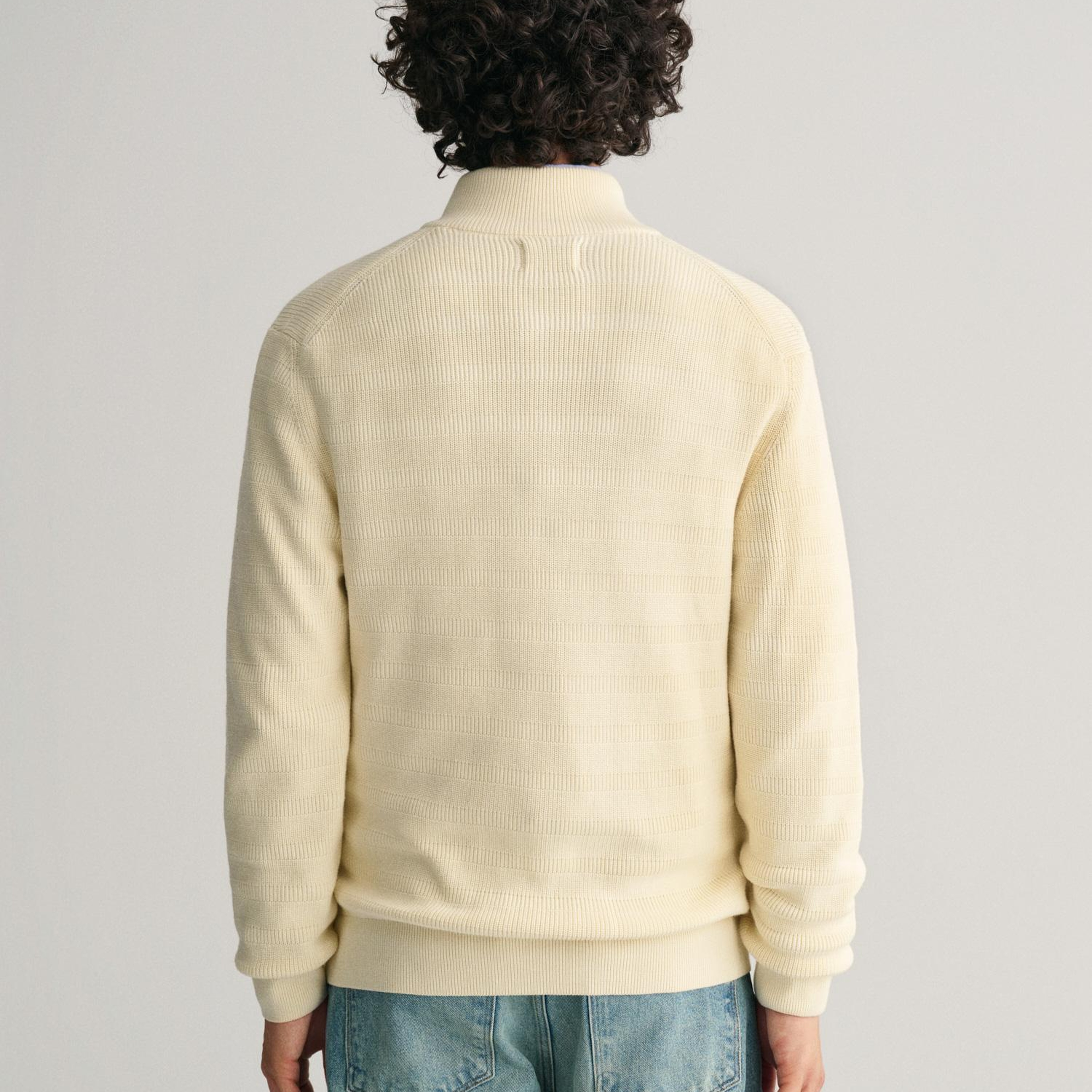 GANT Erkek Krem Regular Fit Fermuarlı Logolu Hırka
