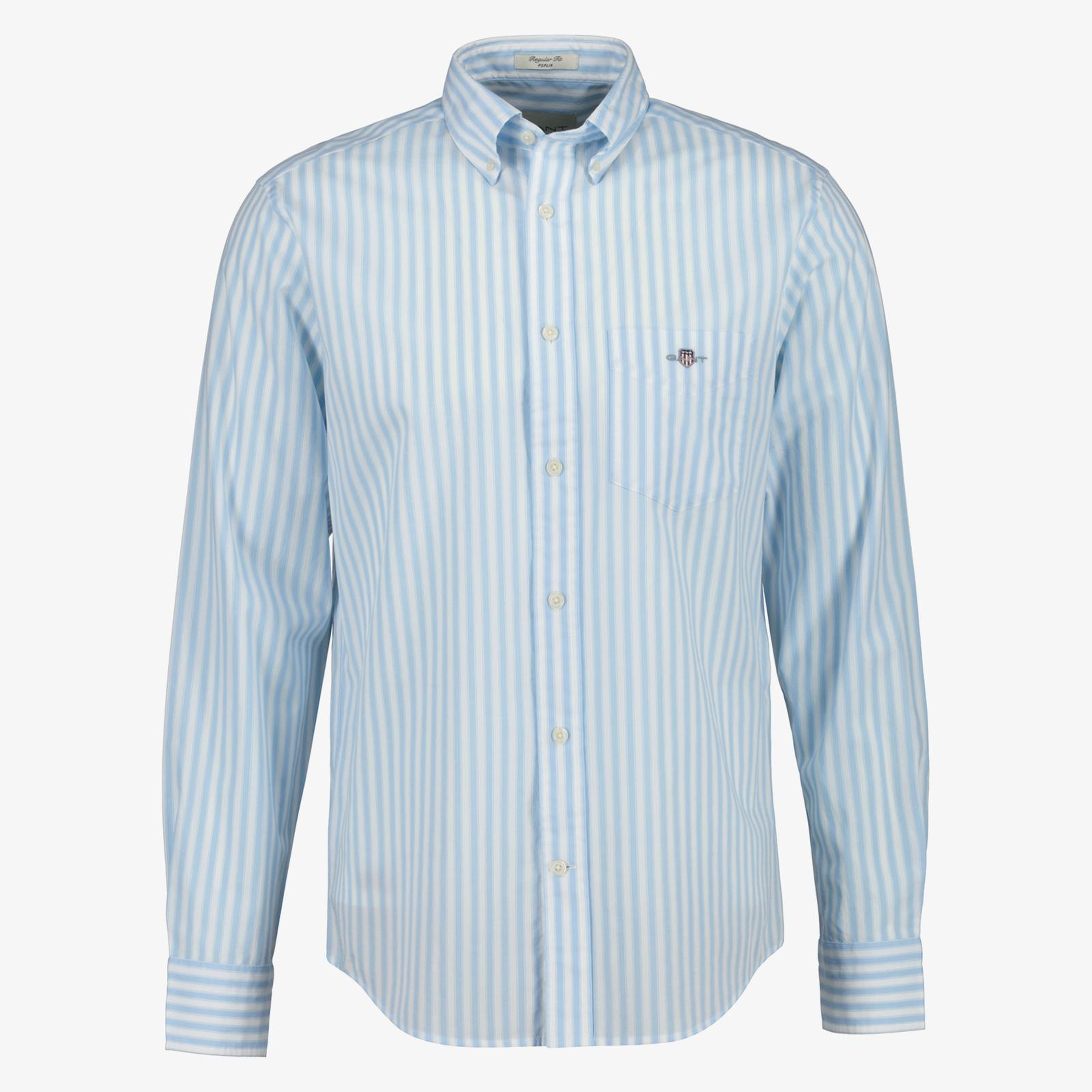 GANT Erkek Mavi Regular Fit Çizgili Logolu Gömlek