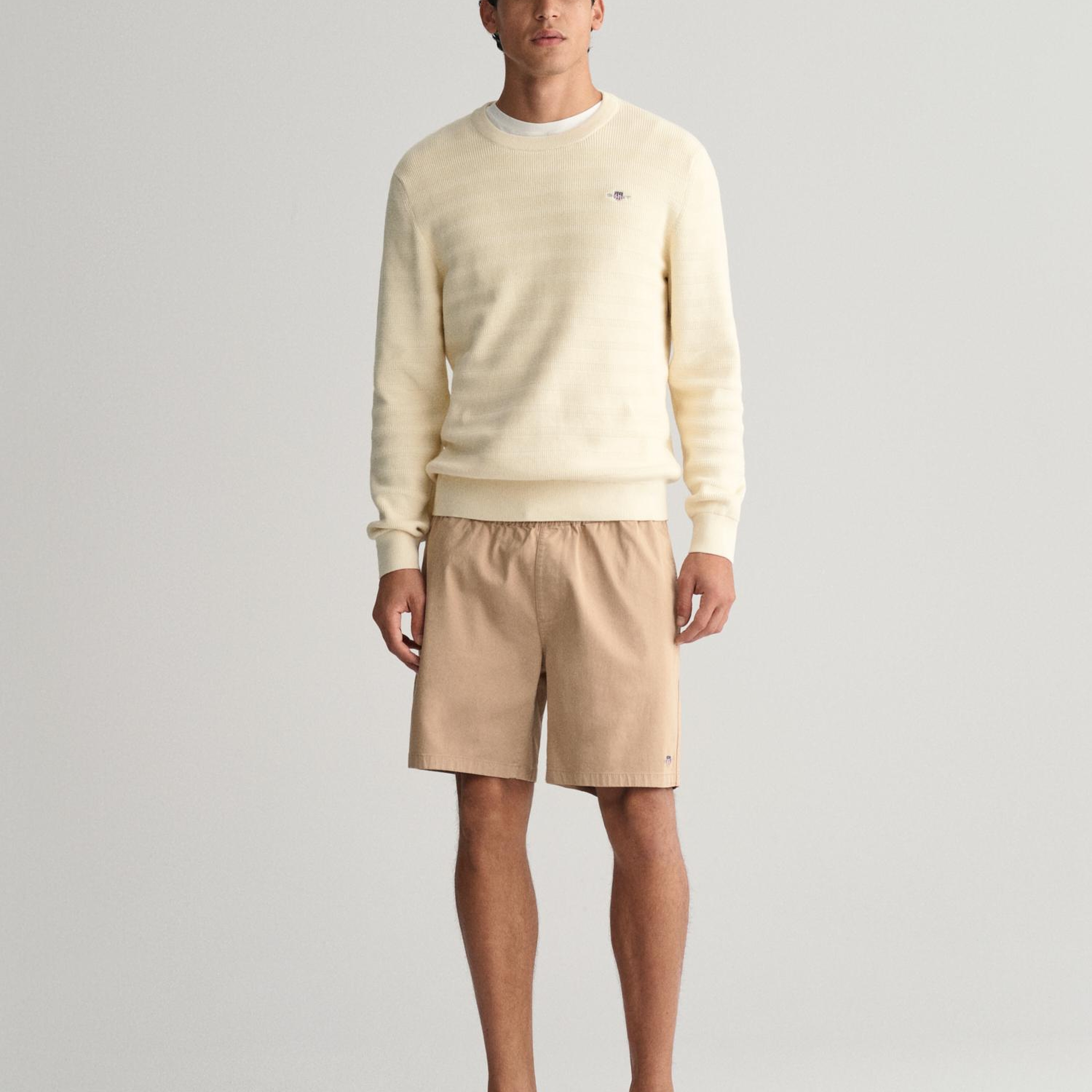 GANT Erkek Krem Regular Fit Bisiklet Yaka Kazak