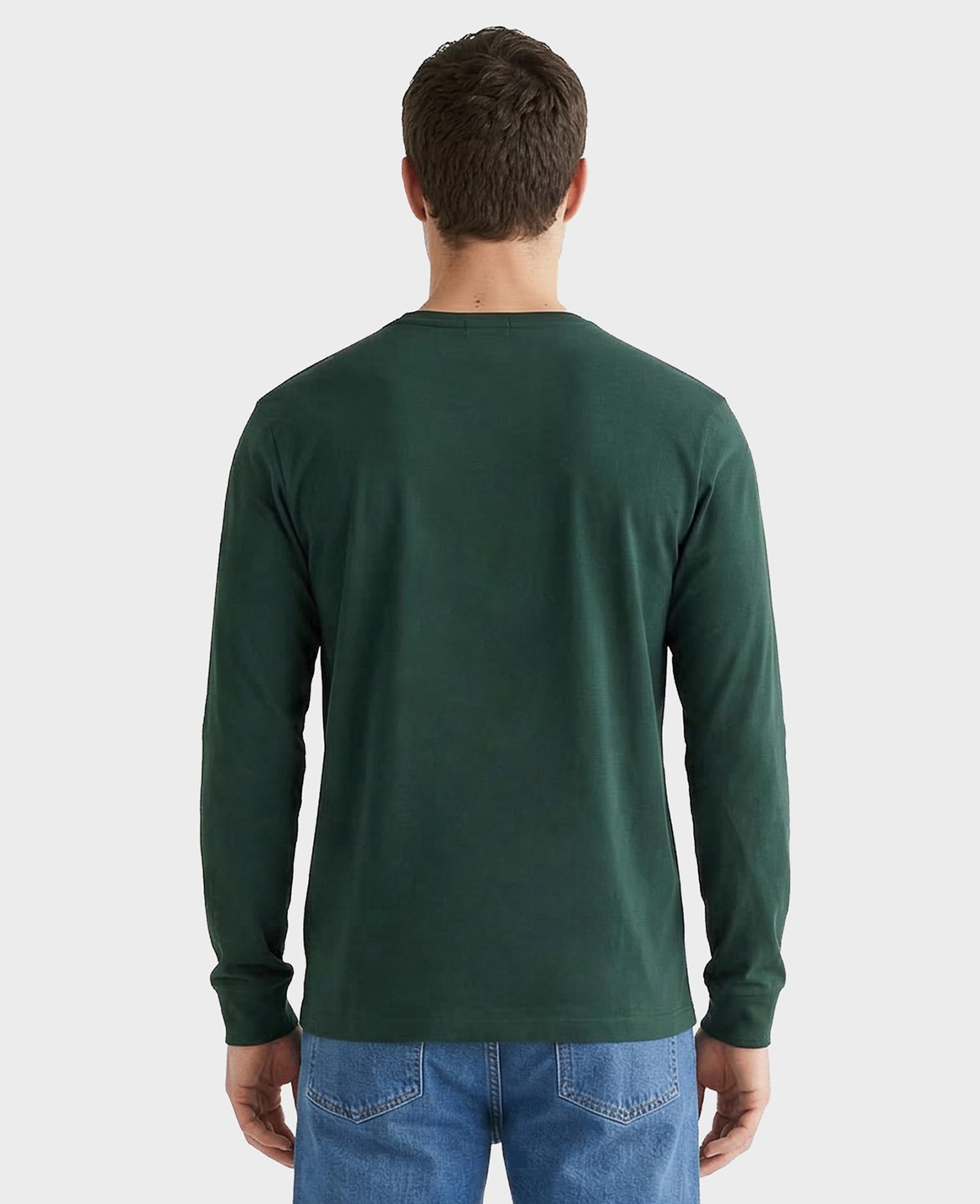 GANT Erkek Yeşil Regular Fit Bisiklet Yaka Uzun Kollu T-Shirt
