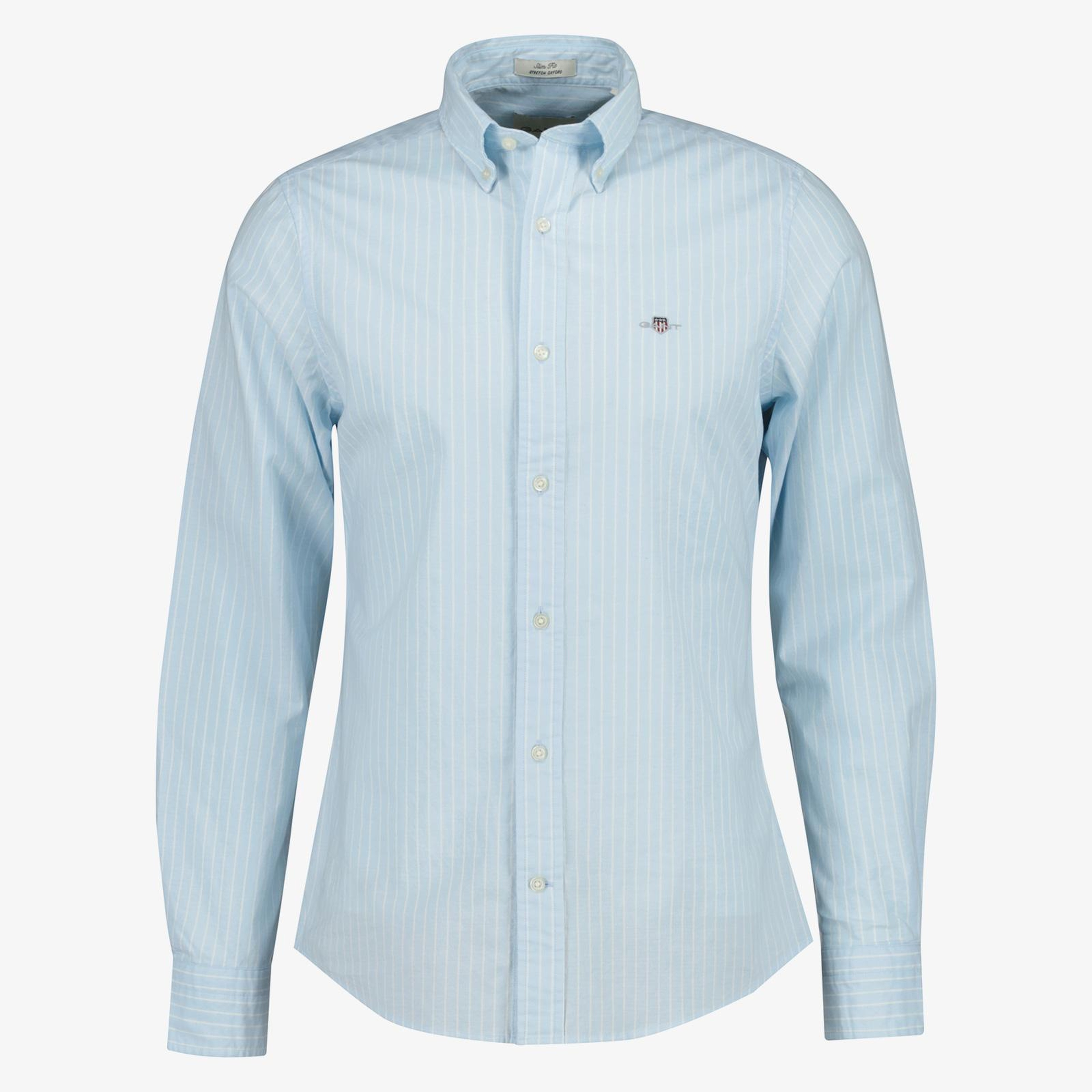 GANT Erkek Mavi Slim Fit Çizgili Logolu Gömlek