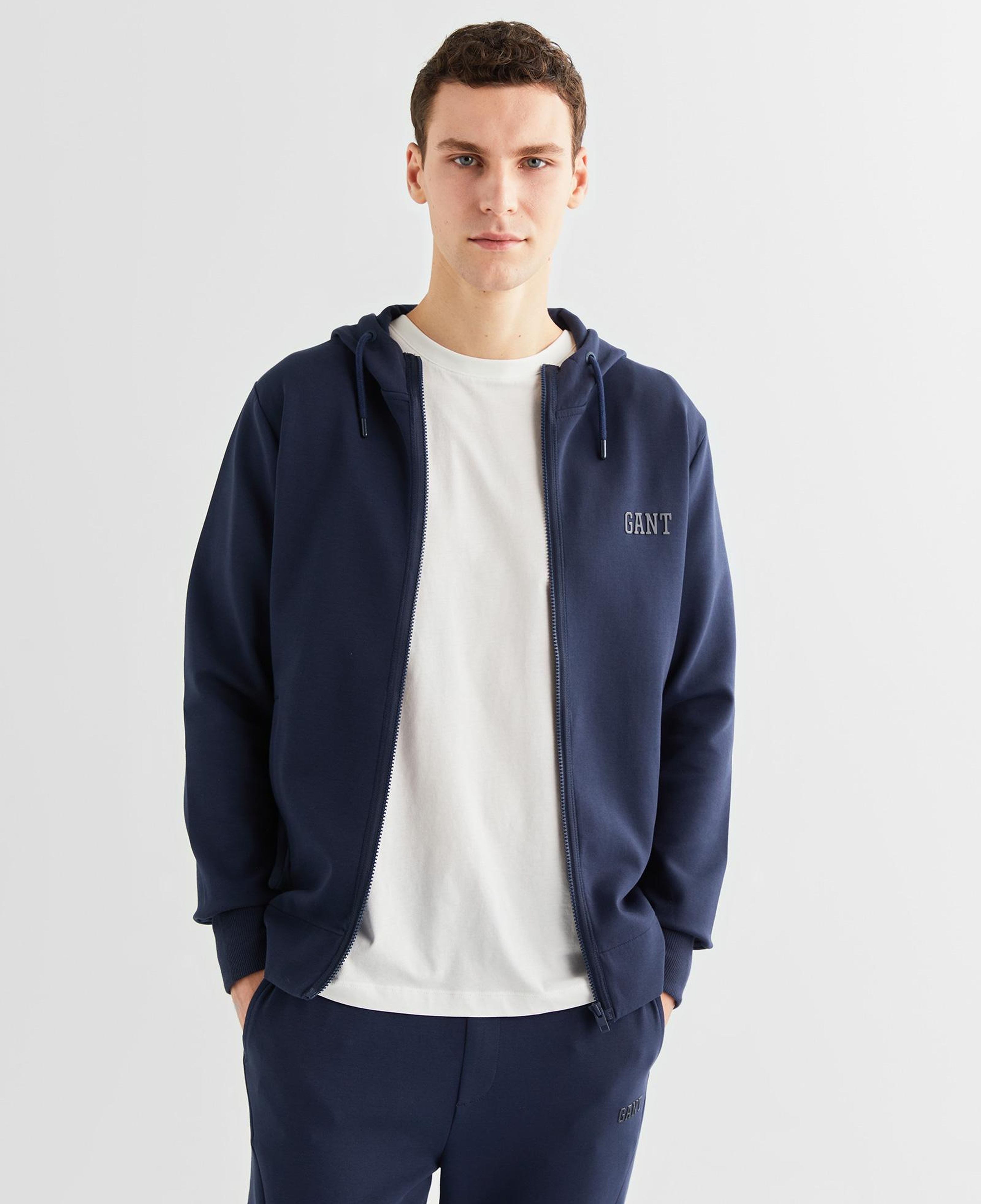 GANT Erkek Lacivert Relaxed Fit Kapüşonlu Logolu Sweatshirt