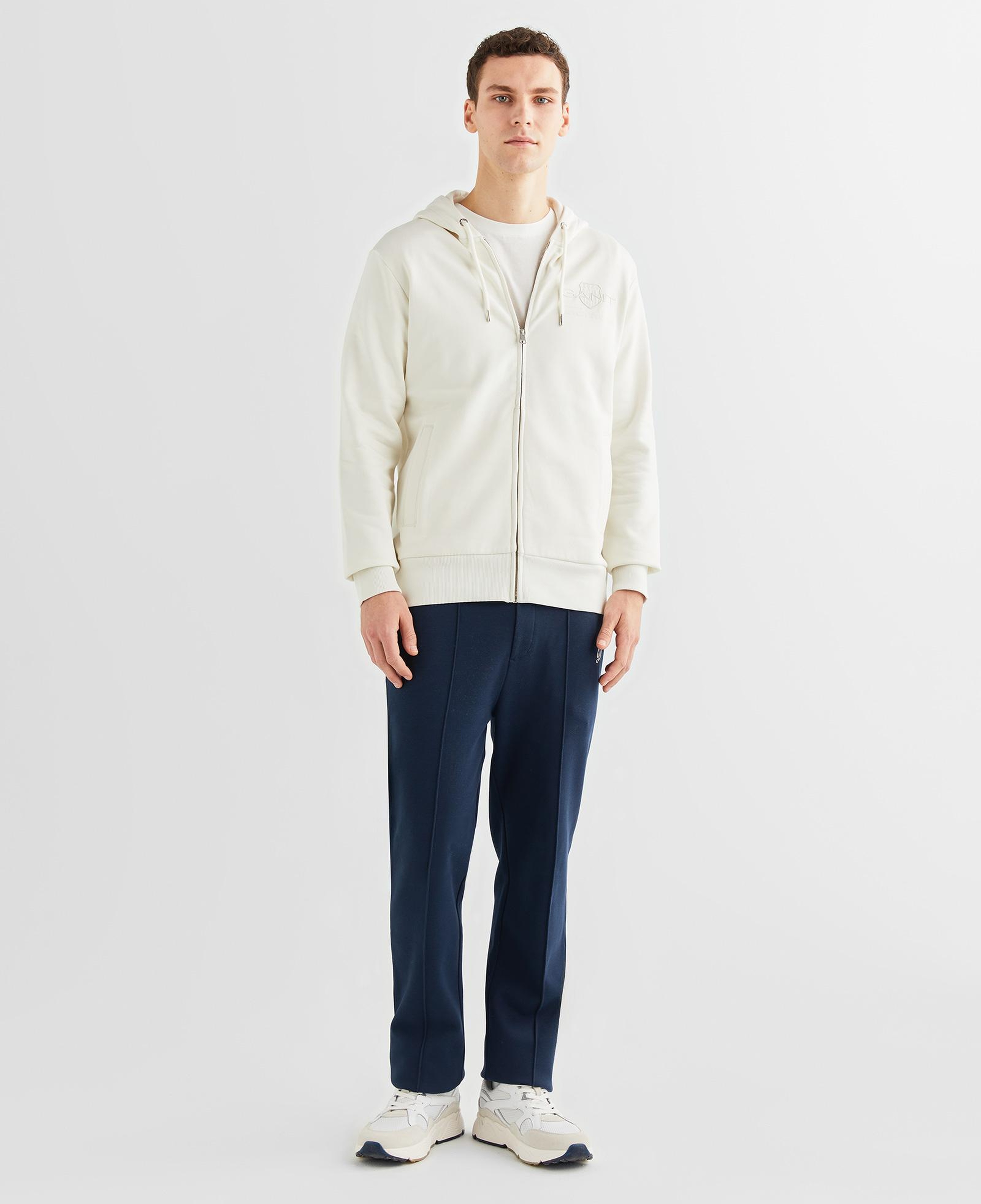 GANT Erkek Krem Regular Fit Kapüşonlu Logolu Sweatshirt