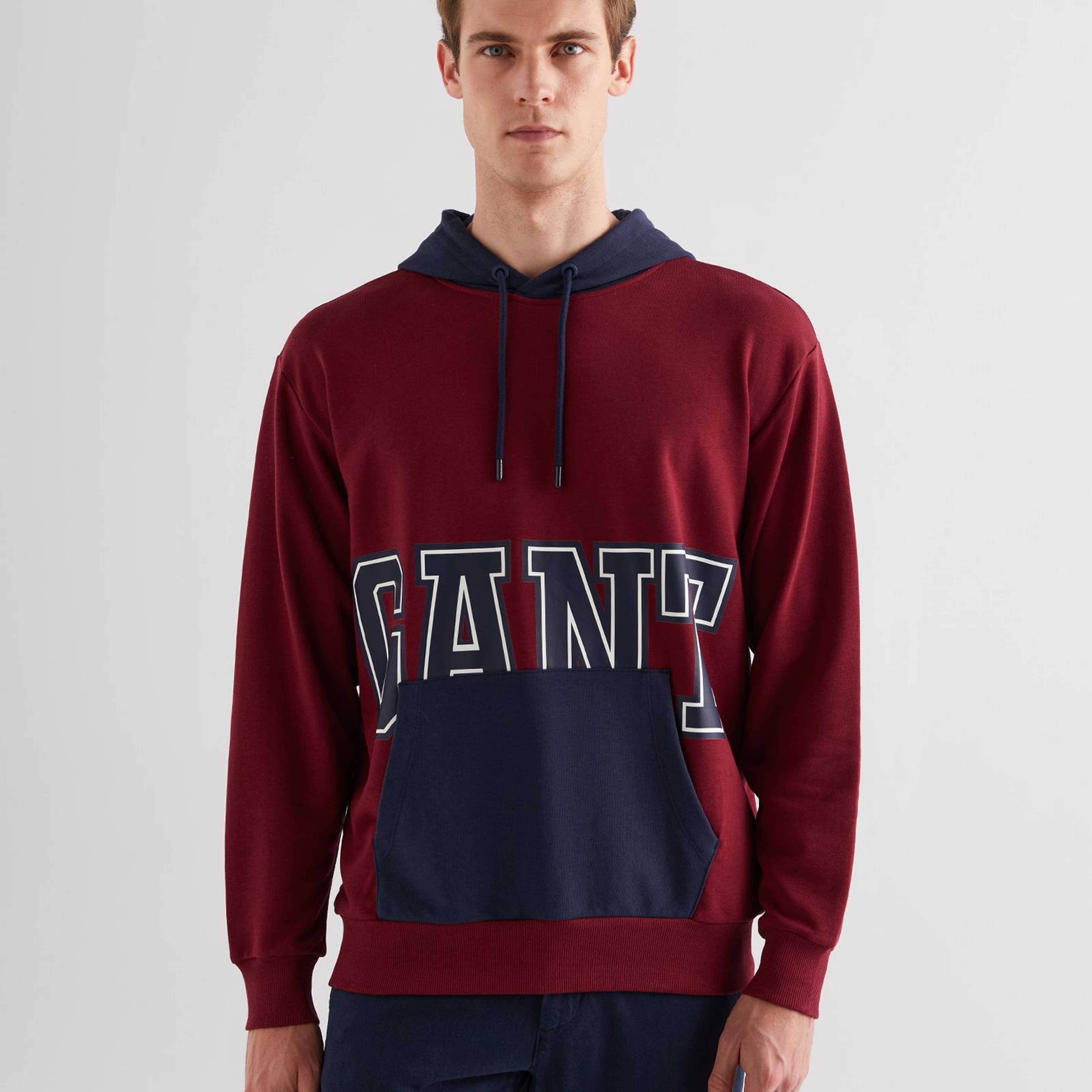 GANT Erkek Bordo Regular Fit Kapüşonlu Logolu Sweatshirt