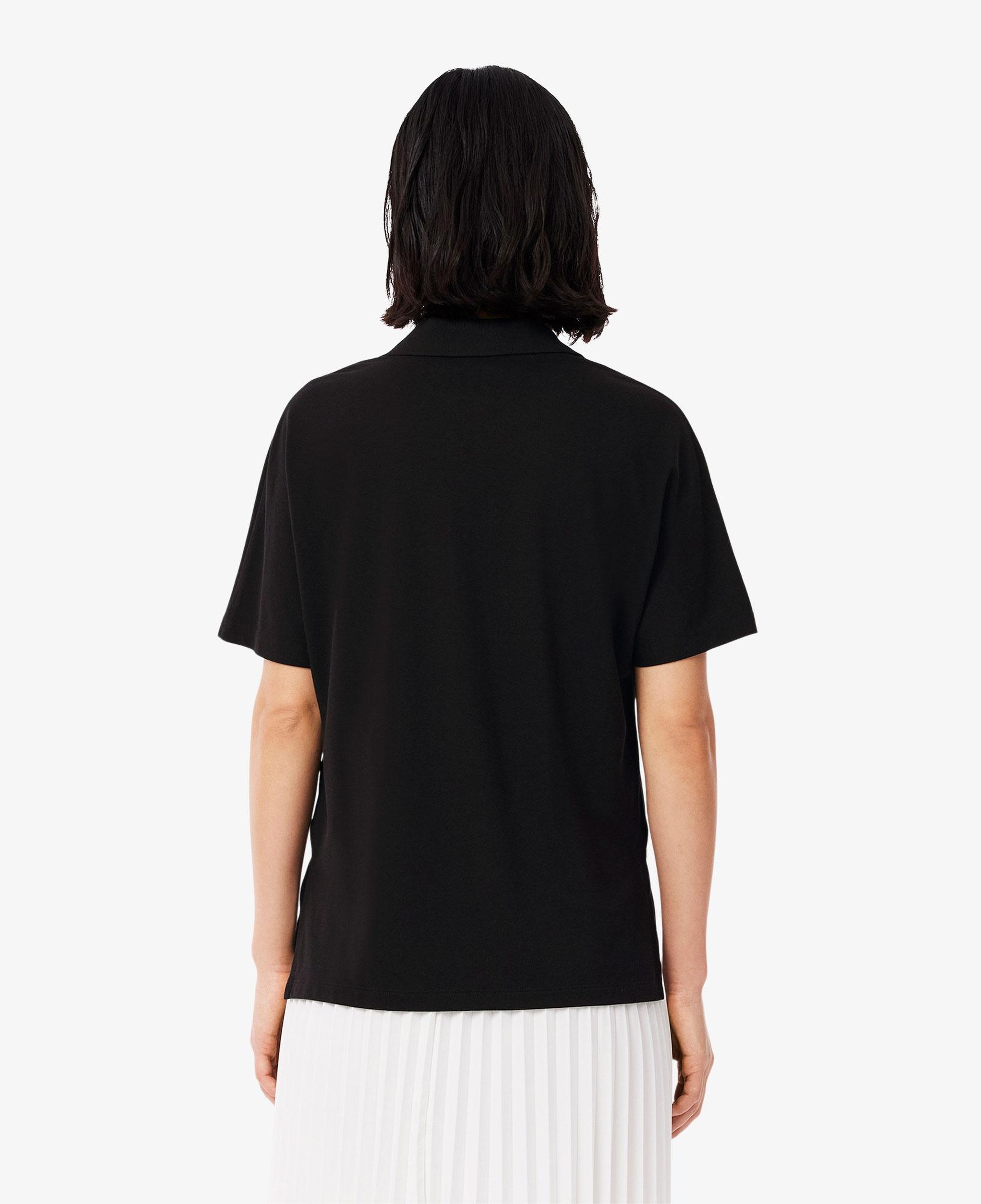 Kadın Relaxed Fit Polo Yaka Siyah Polo