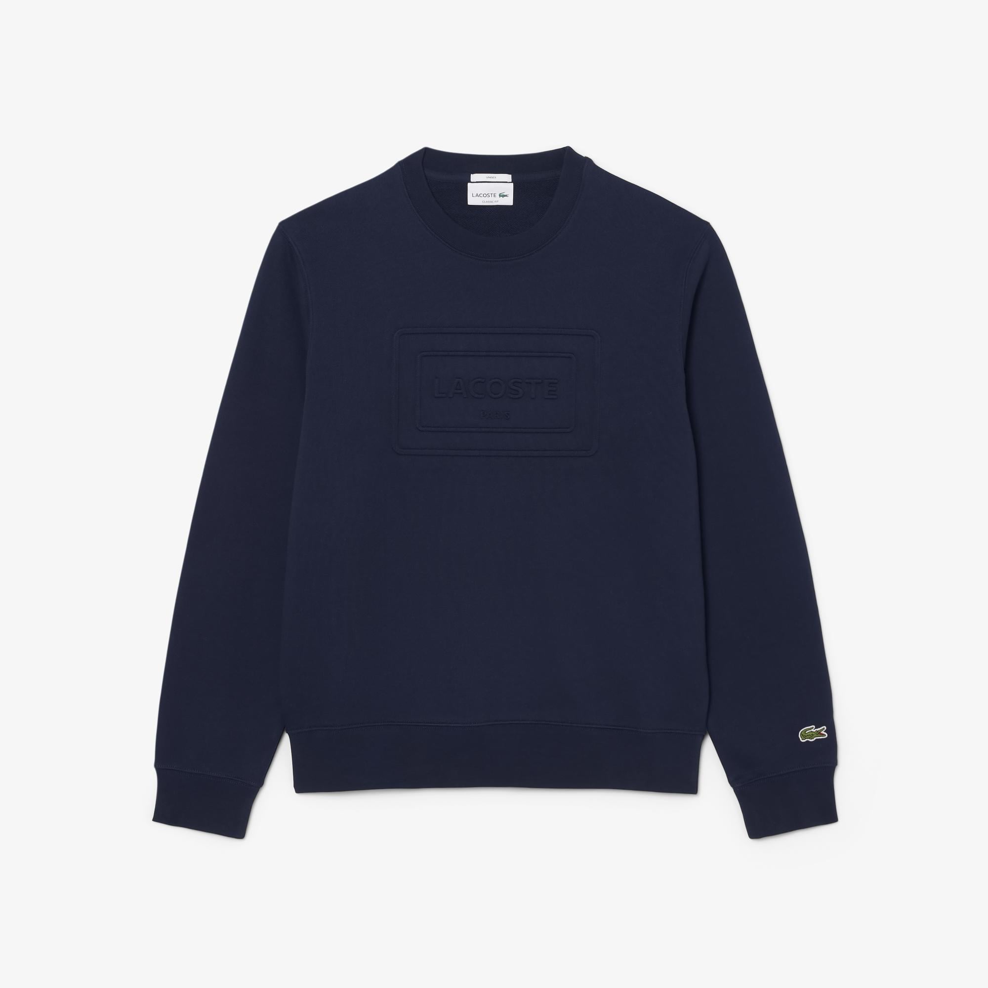 Unisex Classic Fit Bisiklet Yaka Baskılı Lacivert Sweatshirt