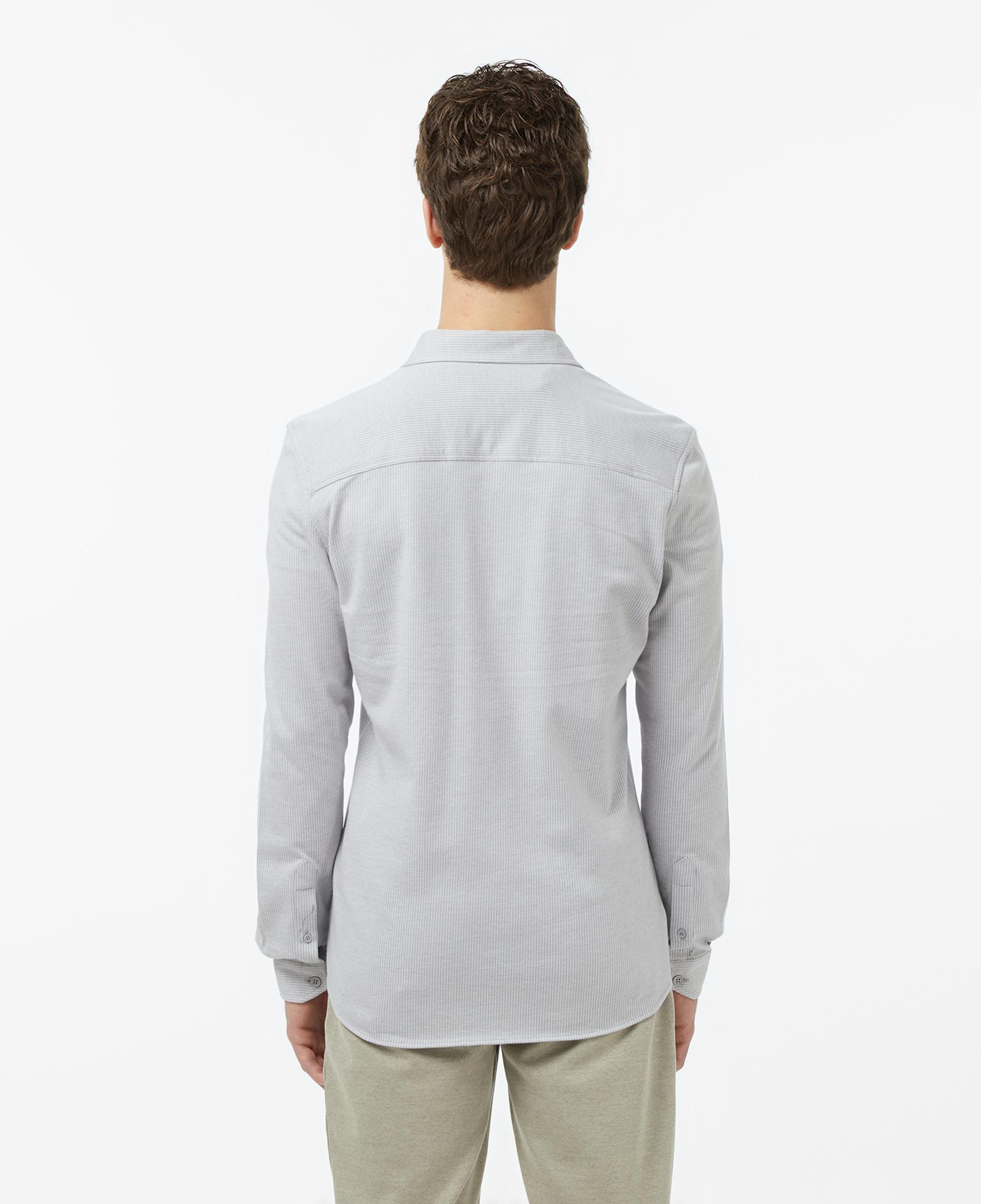 Erkek Slim Fit Düğmeli Yaka Gri Gömlek