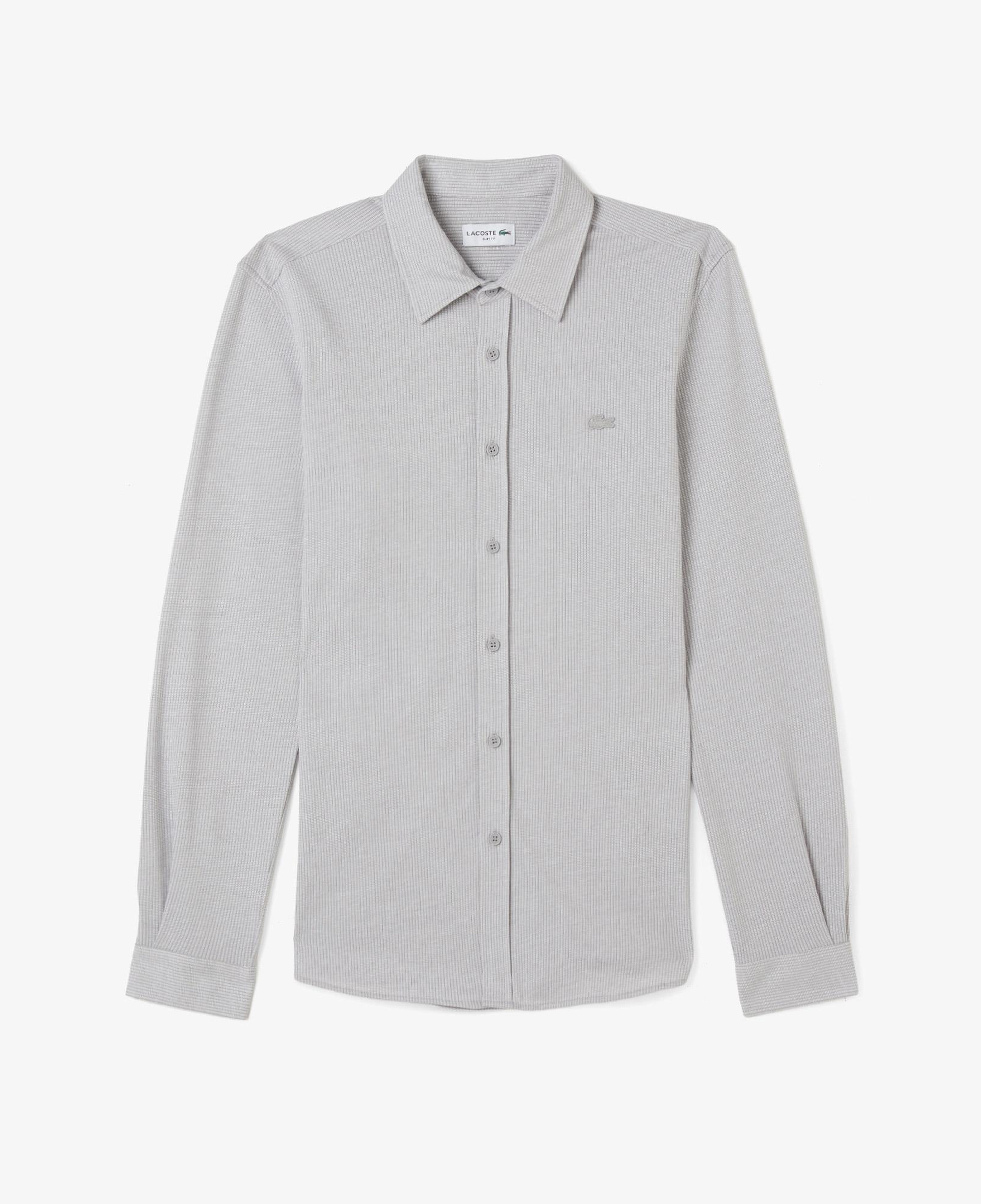Erkek Slim Fit Düğmeli Yaka Gri Gömlek