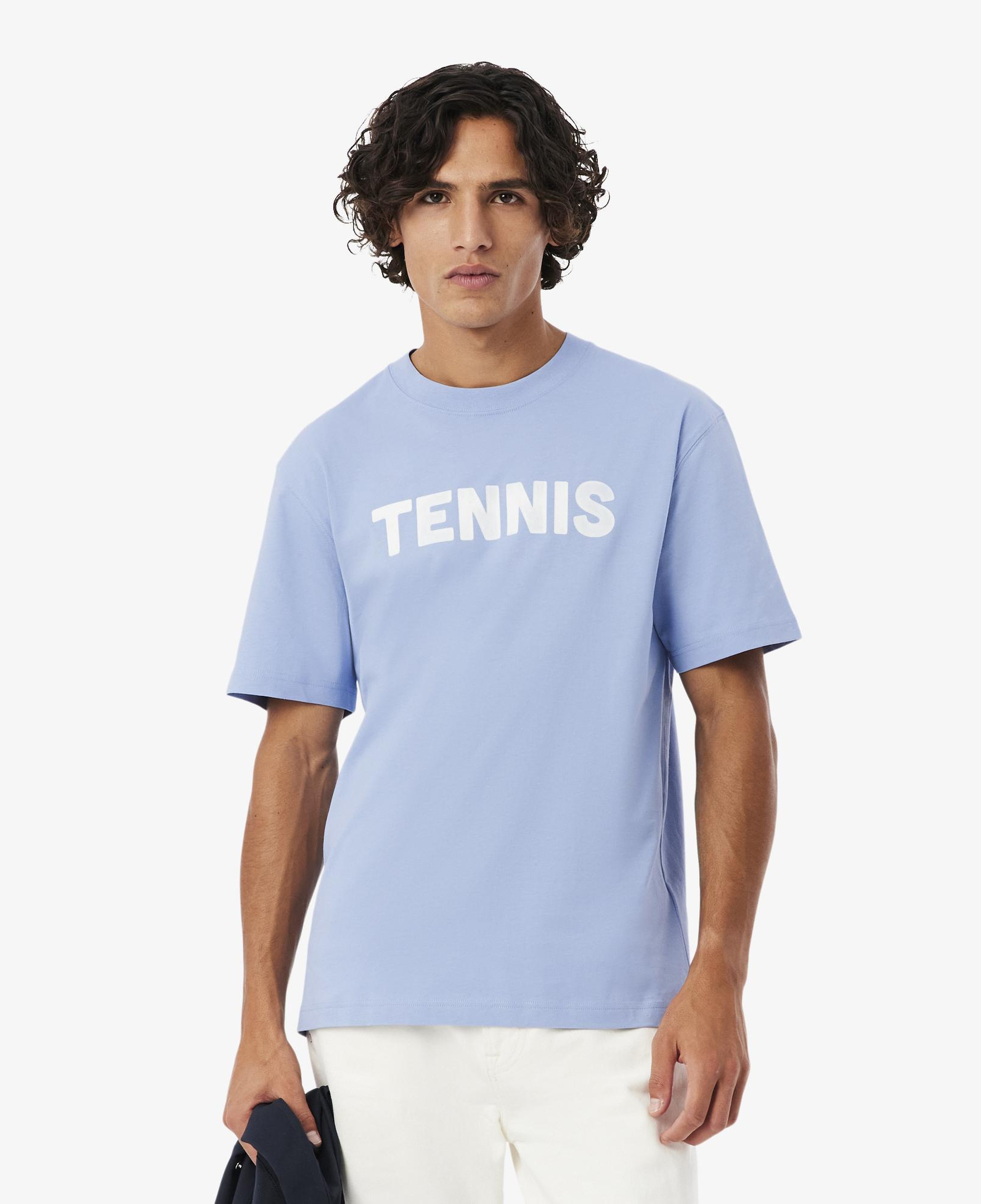 Erkek Classic Fit Bisiklet Yaka Baskılı Mavi T-Shirt