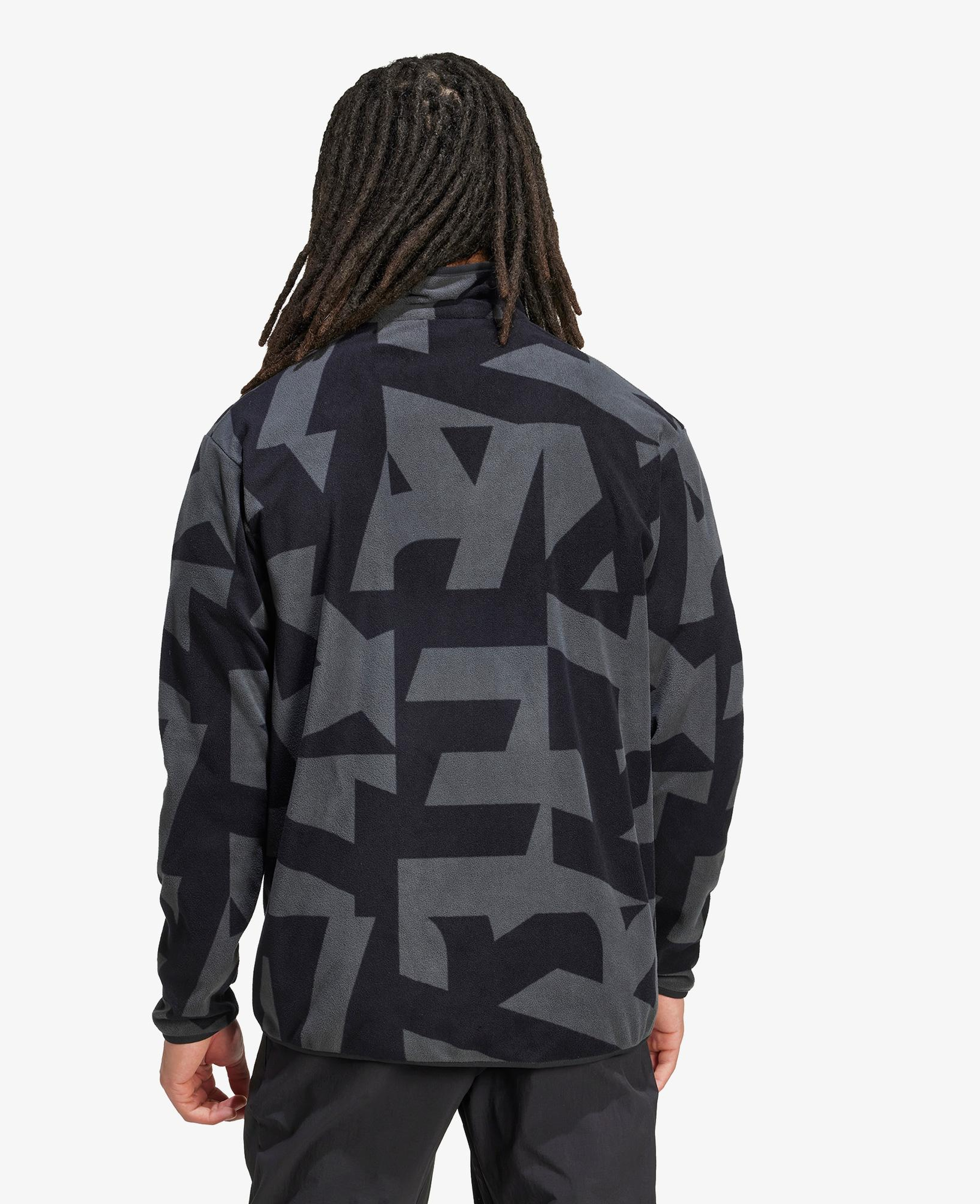 adidas Terrex Multi Printed Full Zip Fleece Erkek Siyah Yürüyüş Polar