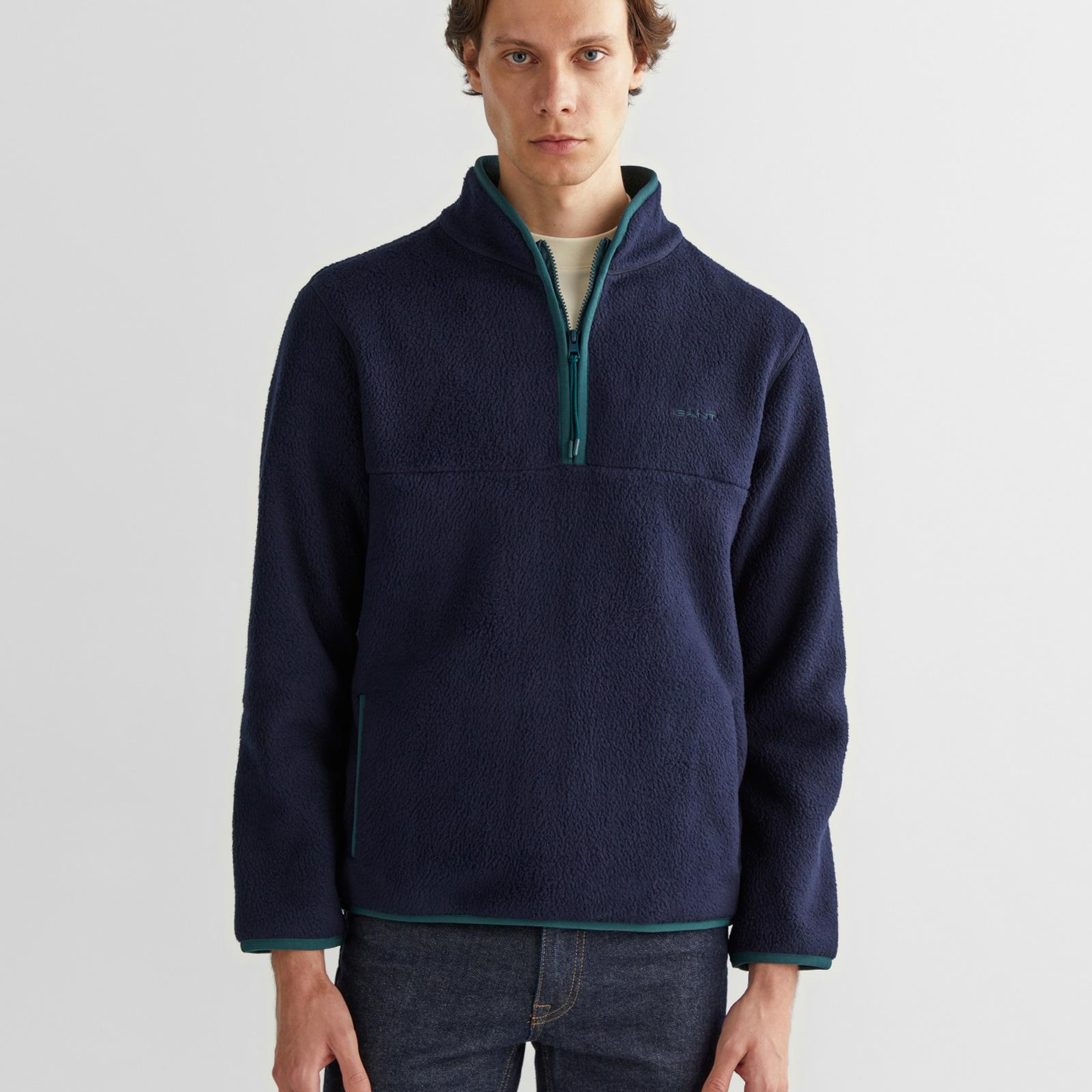 GANT Erkek Lacivert Regular Fit Yarım Fermuarlı Sweatshirt