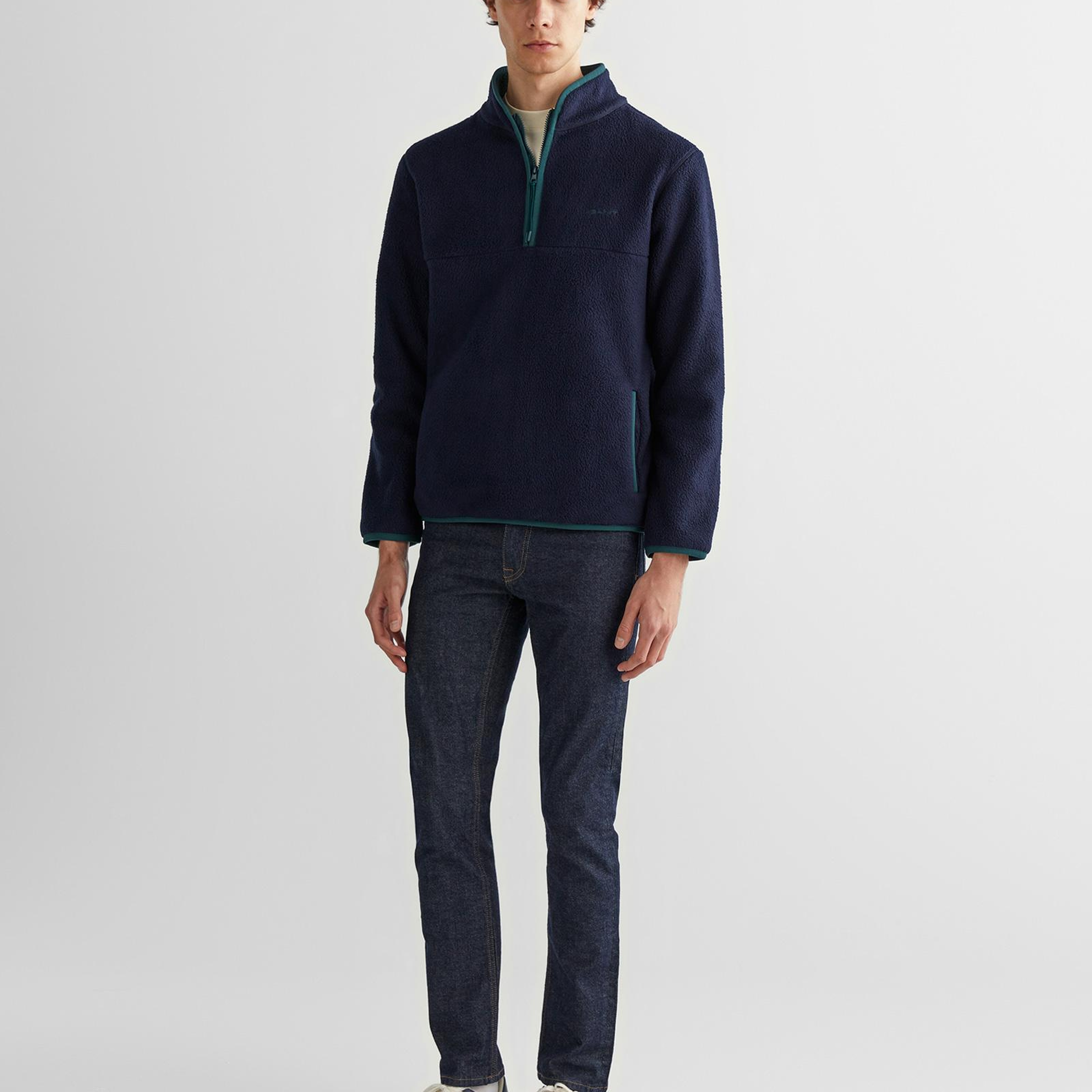 GANT Erkek Lacivert Regular Fit Yarım Fermuarlı Sweatshirt