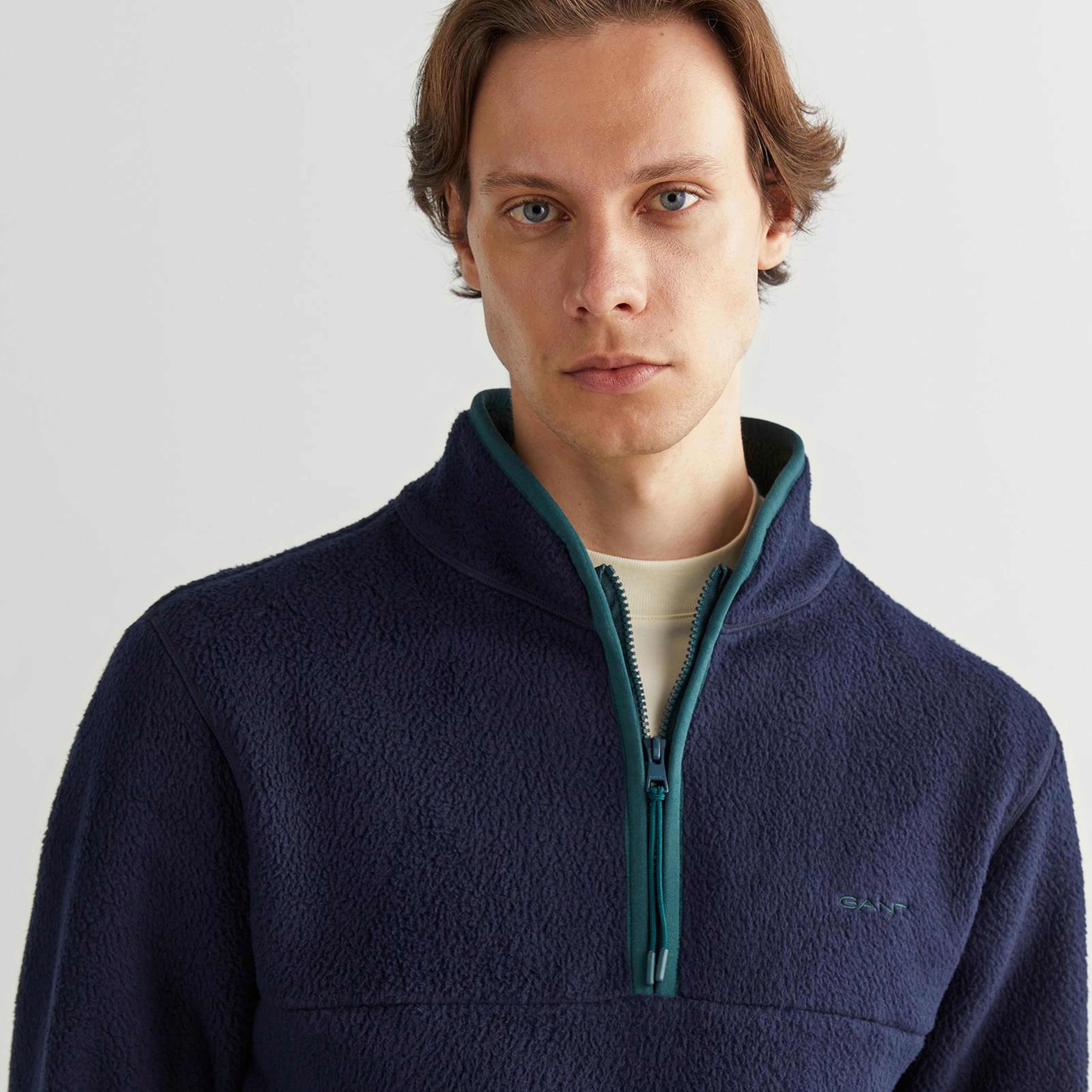 GANT Erkek Lacivert Regular Fit Yarım Fermuarlı Sweatshirt