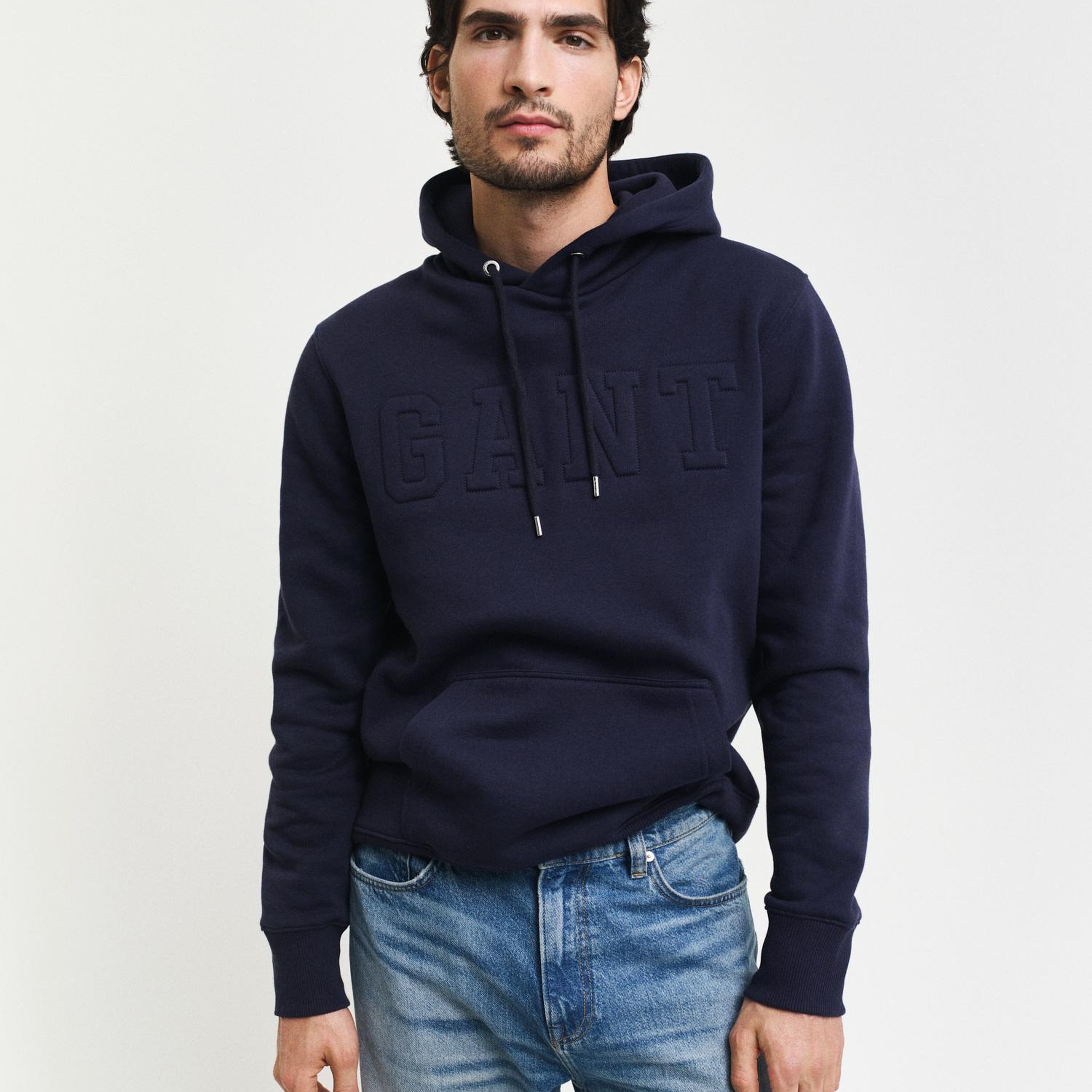 GANT Erkek Lacivert Regular Fit Kapüşonlu Logolu Sweatshirt
