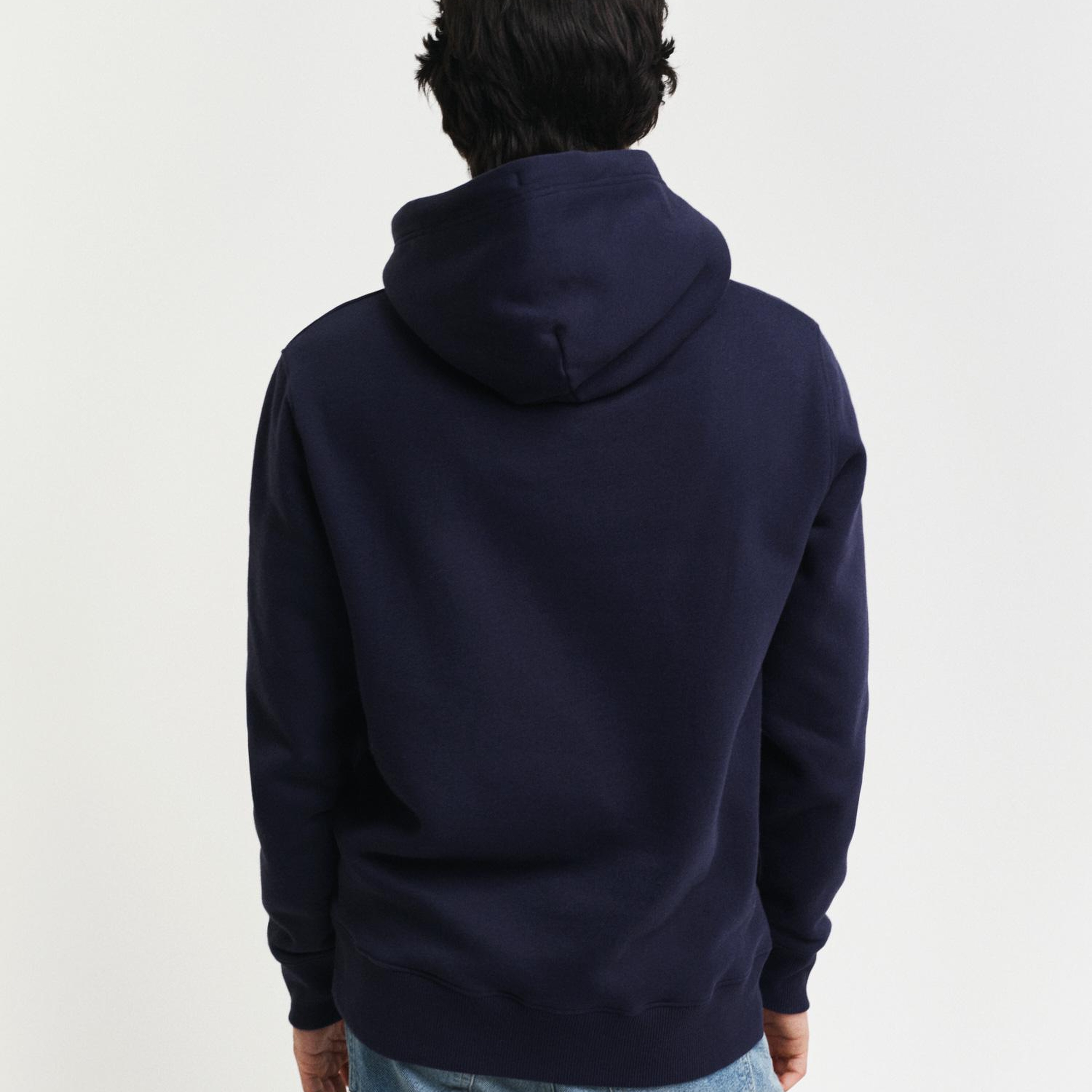GANT Erkek Lacivert Regular Fit Kapüşonlu Logolu Sweatshirt