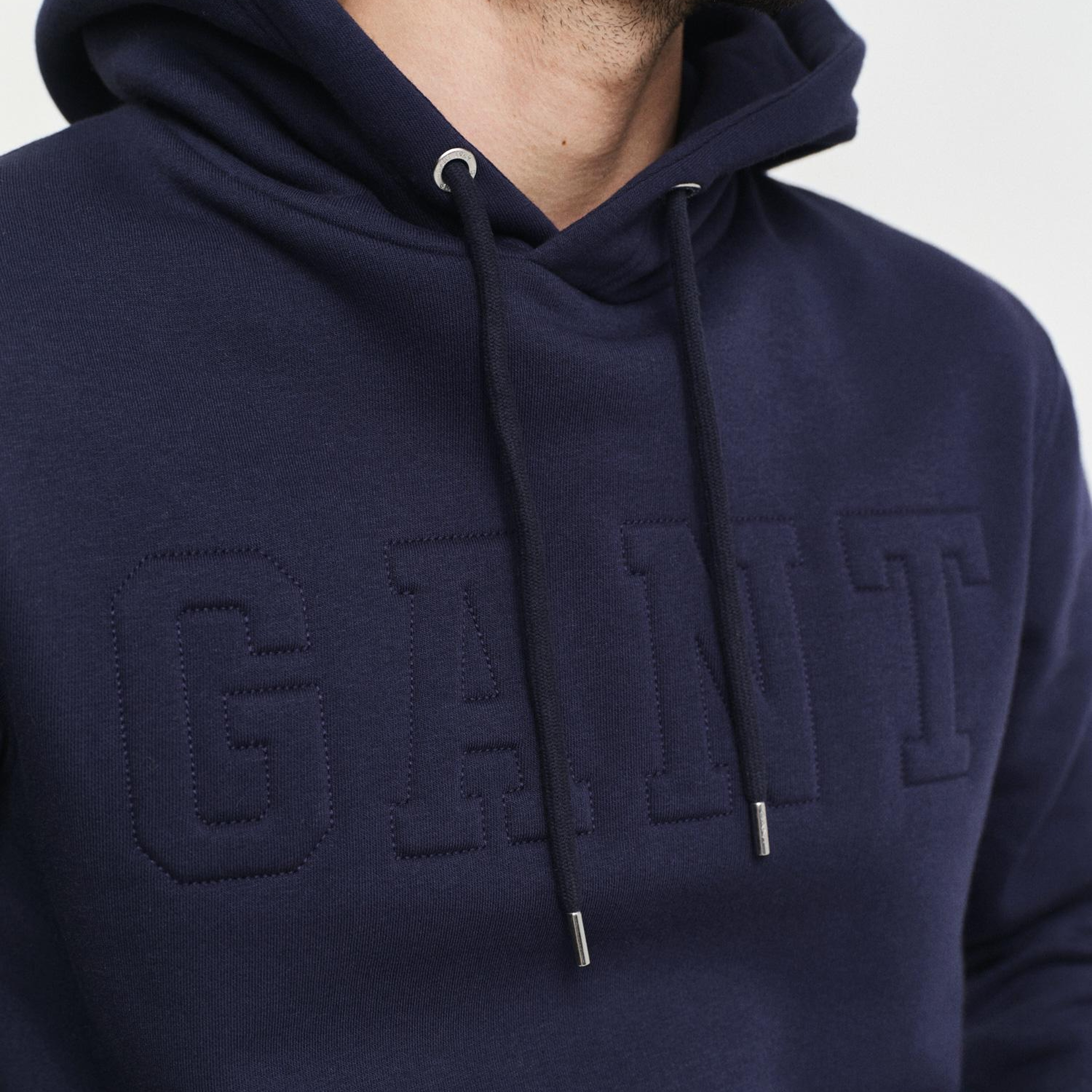 GANT Erkek Lacivert Regular Fit Kapüşonlu Logolu Sweatshirt