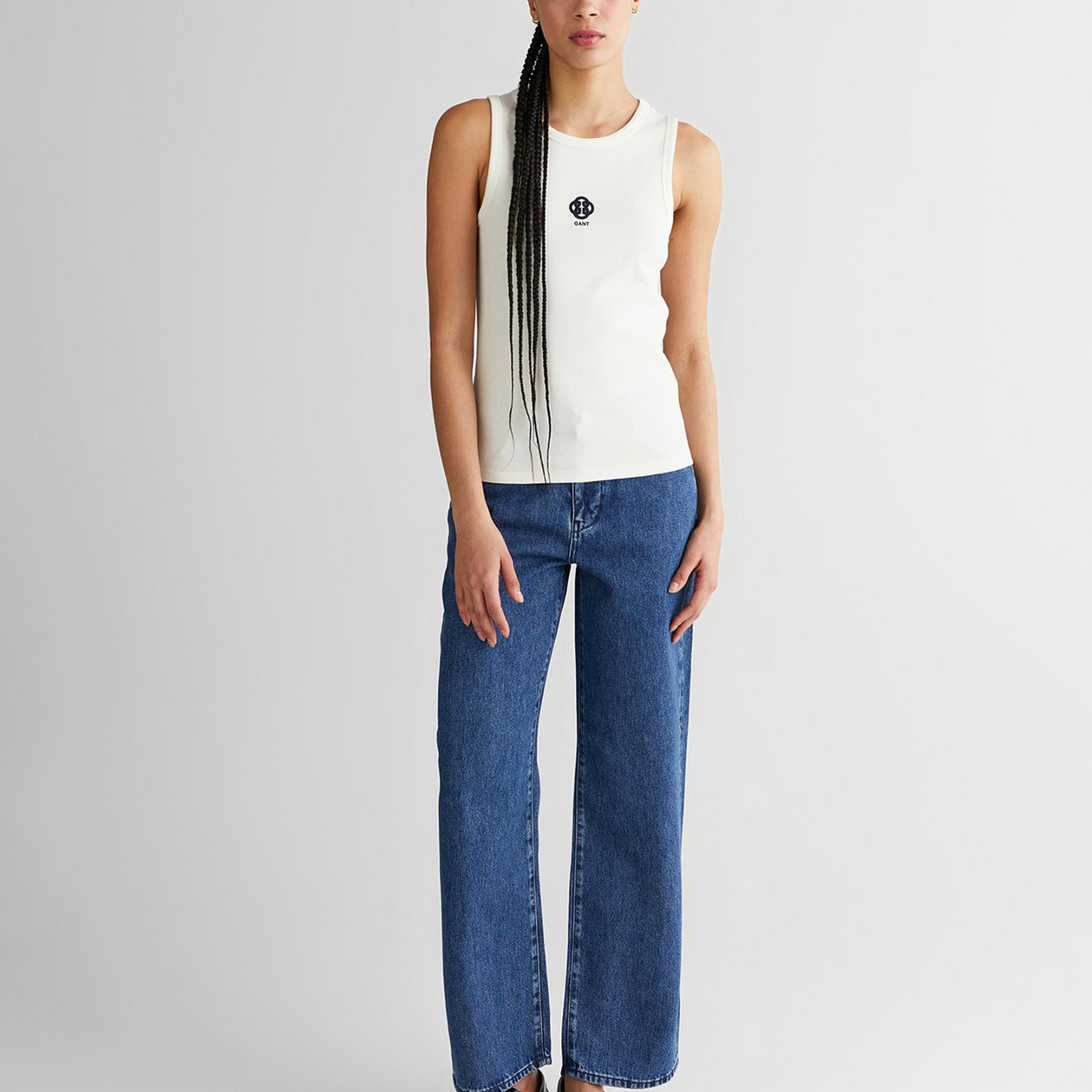 GANT Kadın Beyaz Bisiklet Yaka Regular Fit T-Shirt