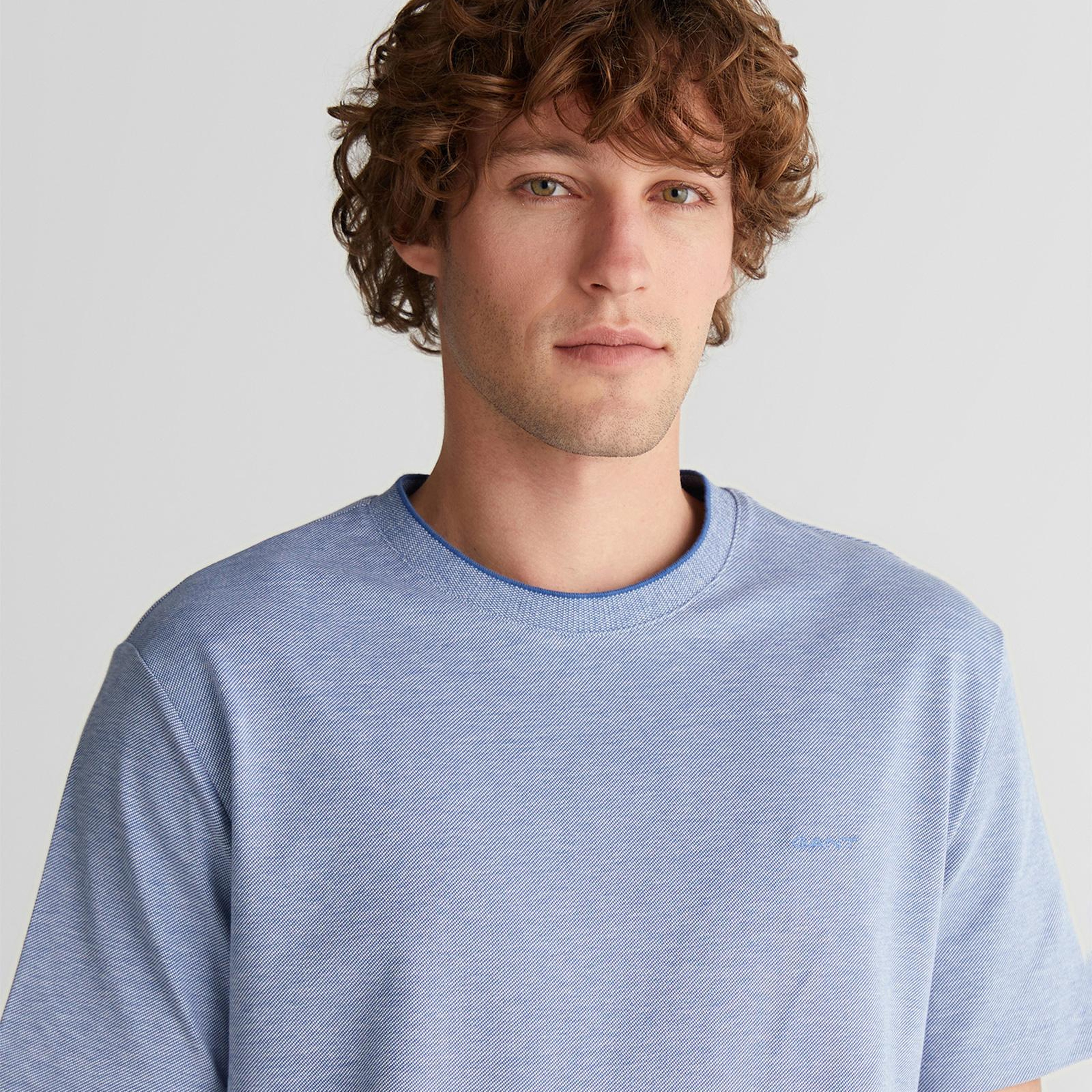 GANT Erkek Mavi Bisiklet Yaka Regular Fit T-Shirt