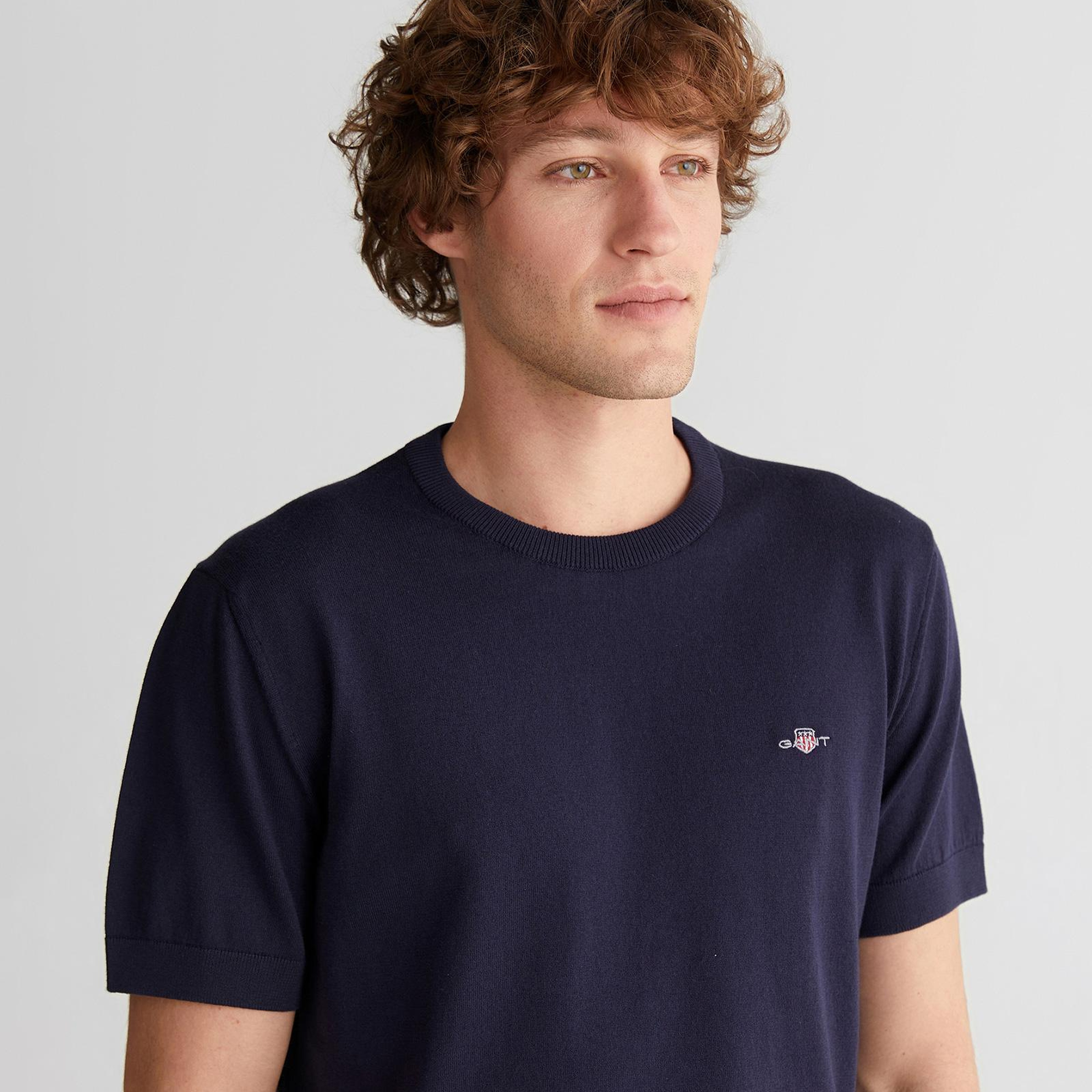 GANT Erkek Lacivert Regular Fit Bisiklet Yaka Kısa Kollu T-Shirt