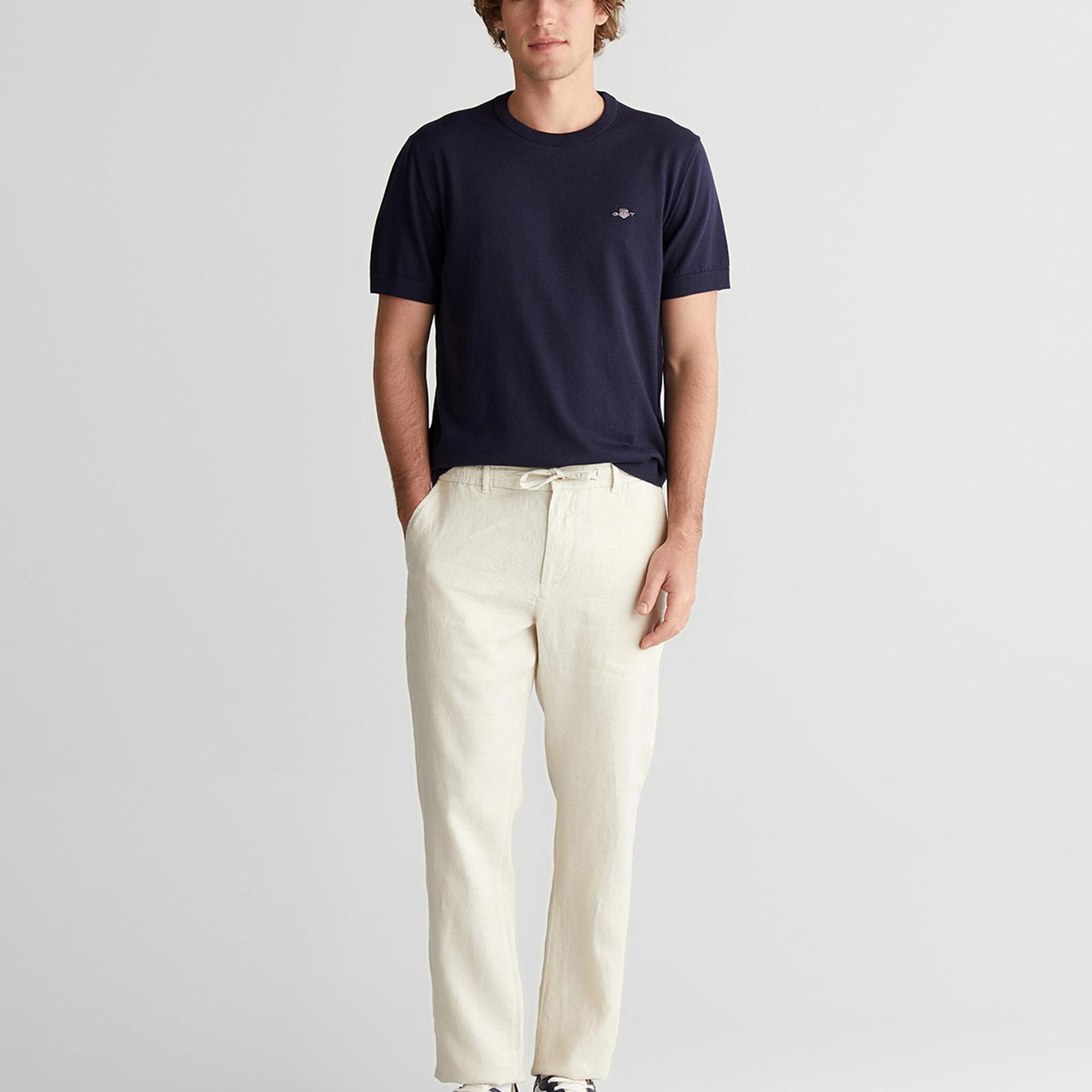 GANT Erkek Lacivert Regular Fit Bisiklet Yaka Kısa Kollu T-Shirt