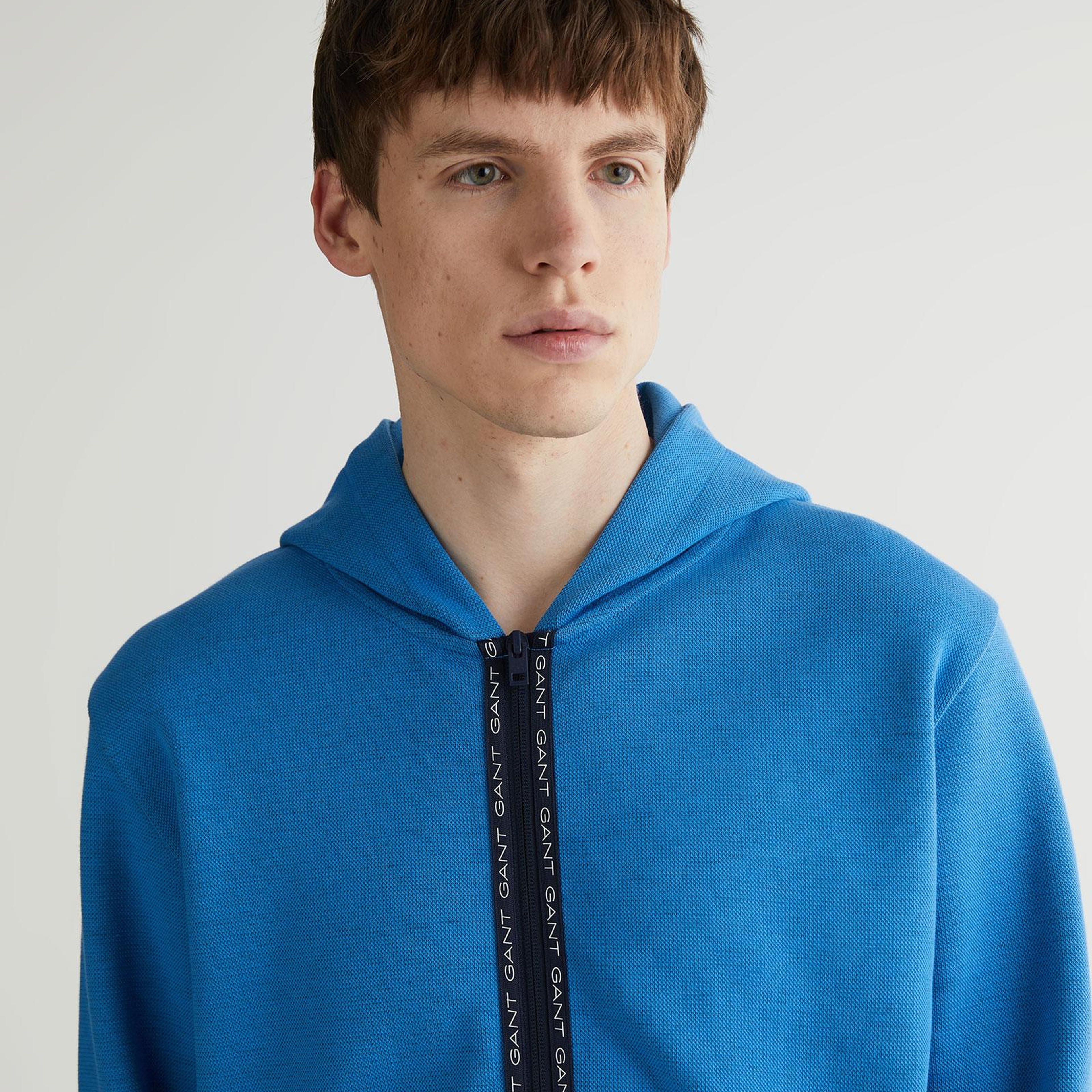 GANT Erkek Mavi Regular Fit Kapüşonlu Logolu Sweatshirt