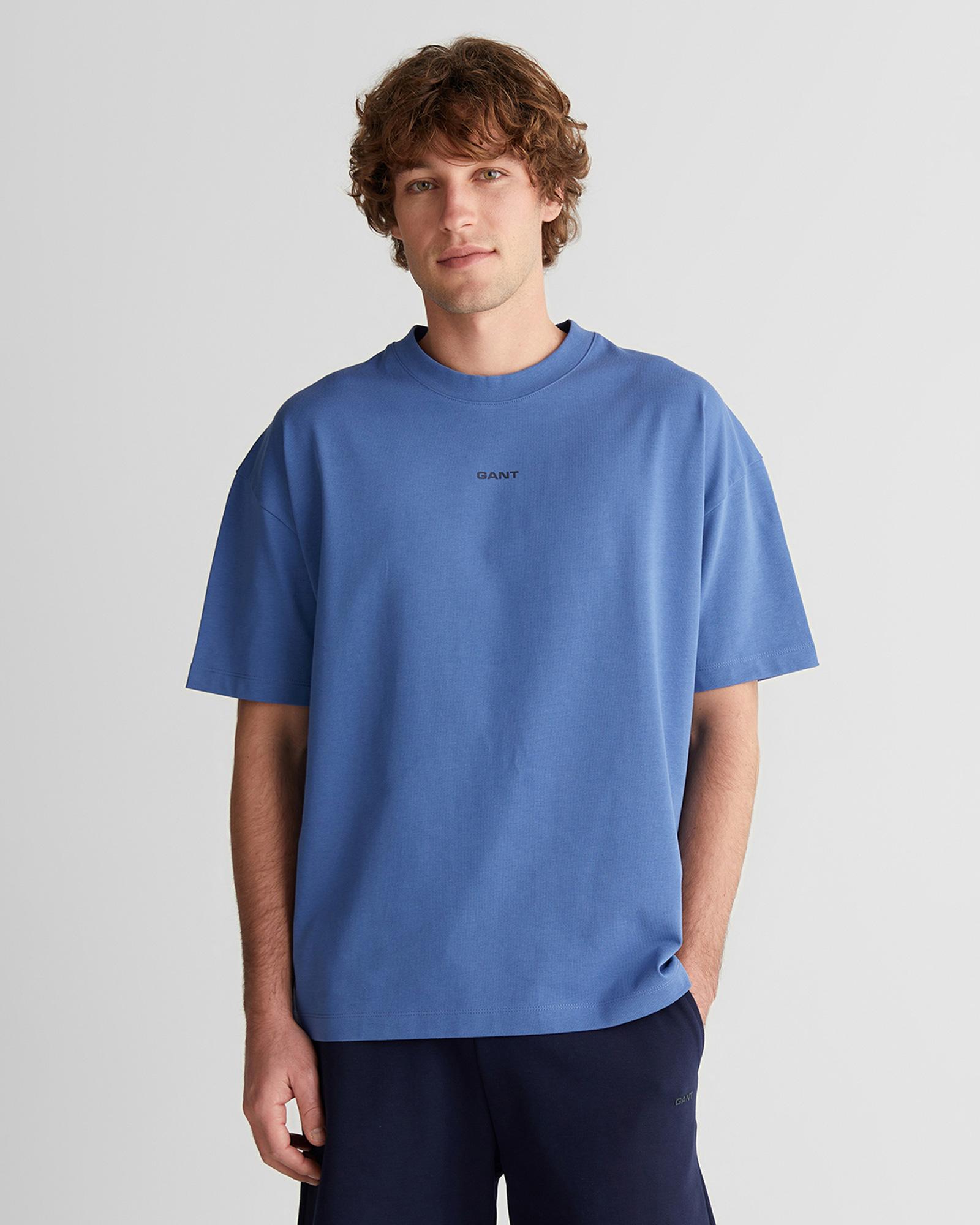 GANT Erkek Mavi Baskılı Kısa Kollu T-Shirt