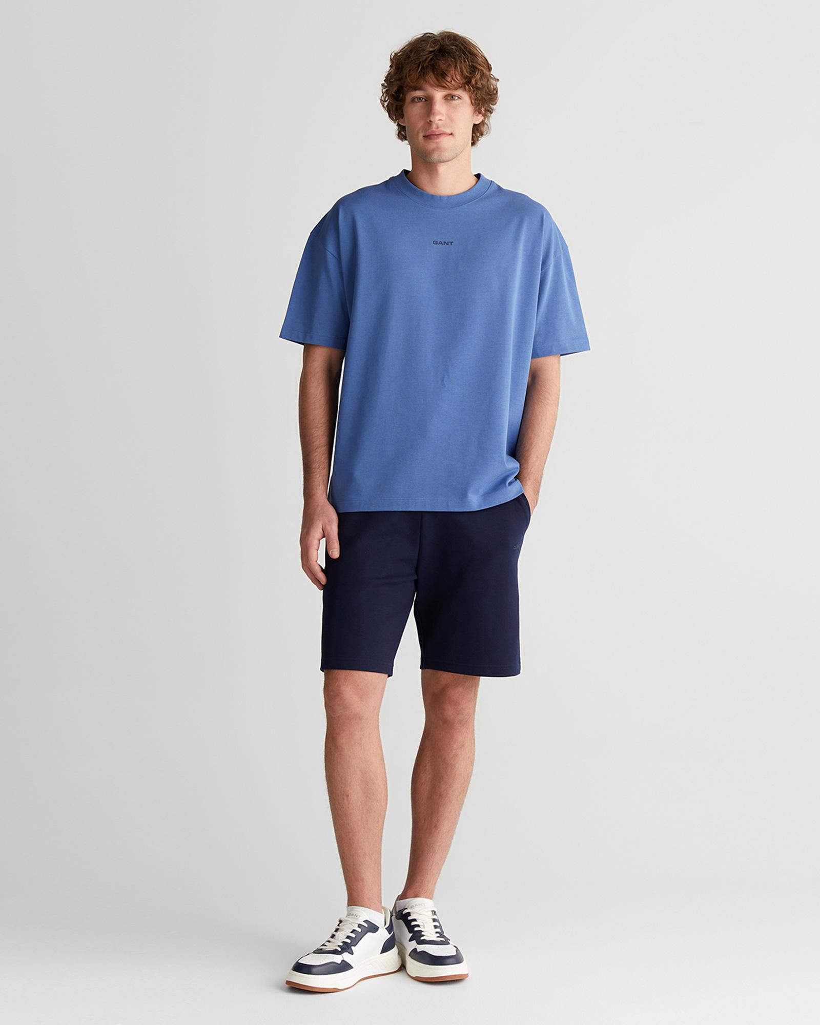 GANT Erkek Mavi Baskılı Kısa Kollu T-Shirt