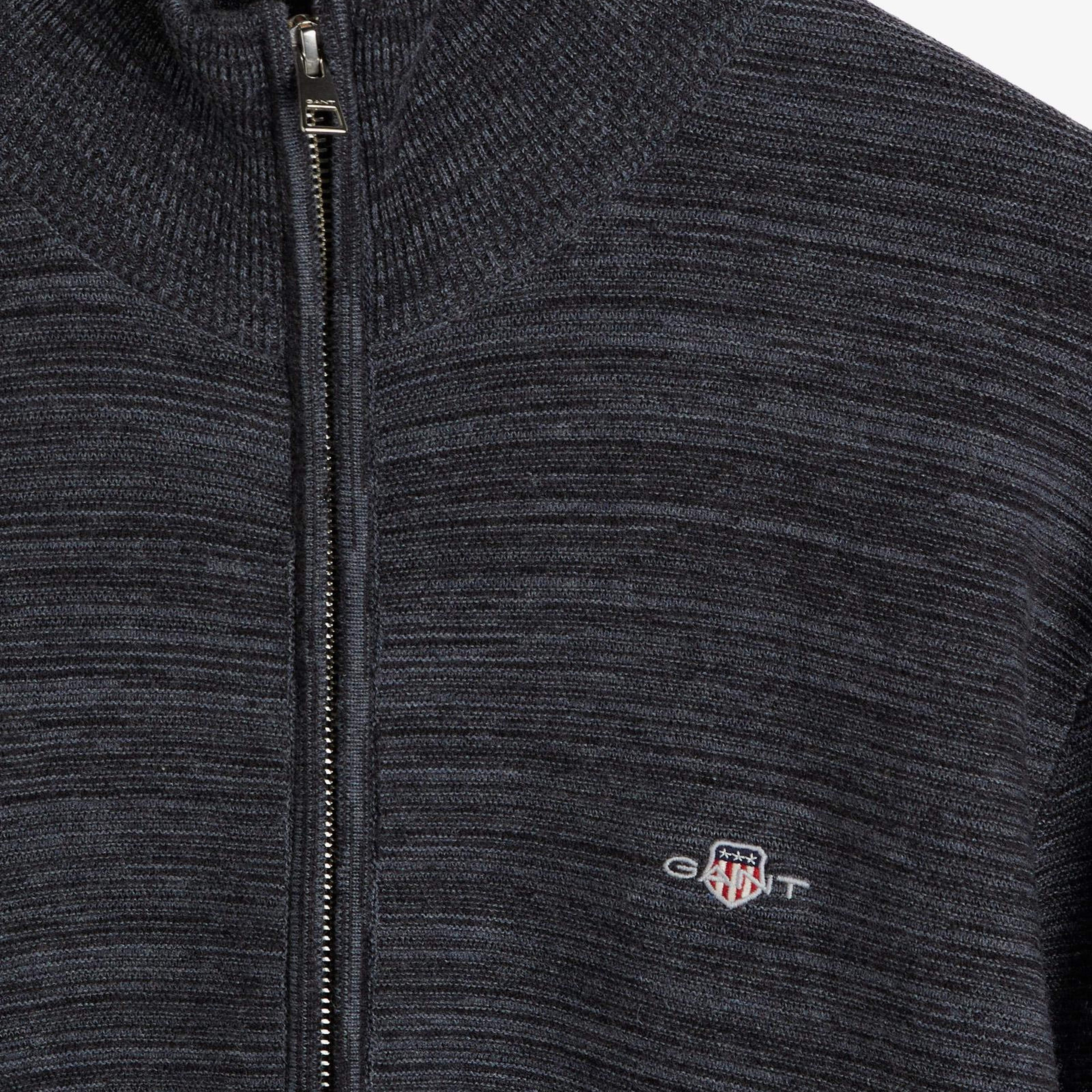 GANT Erkek Gri Regular Fit Fermuarlı Logolu Hırka