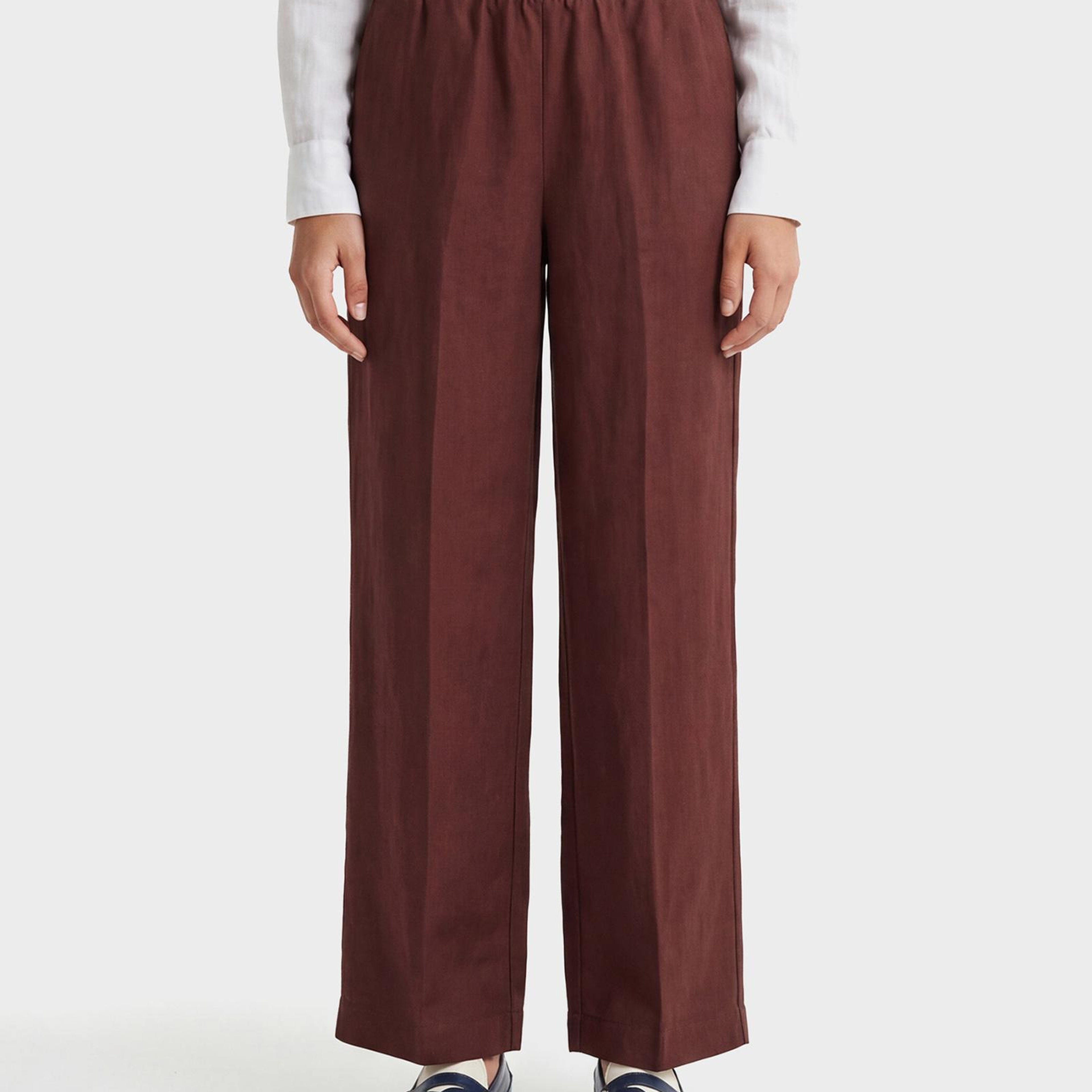 GANT Kadın Kahverengi Relaxed Fit Pantolon