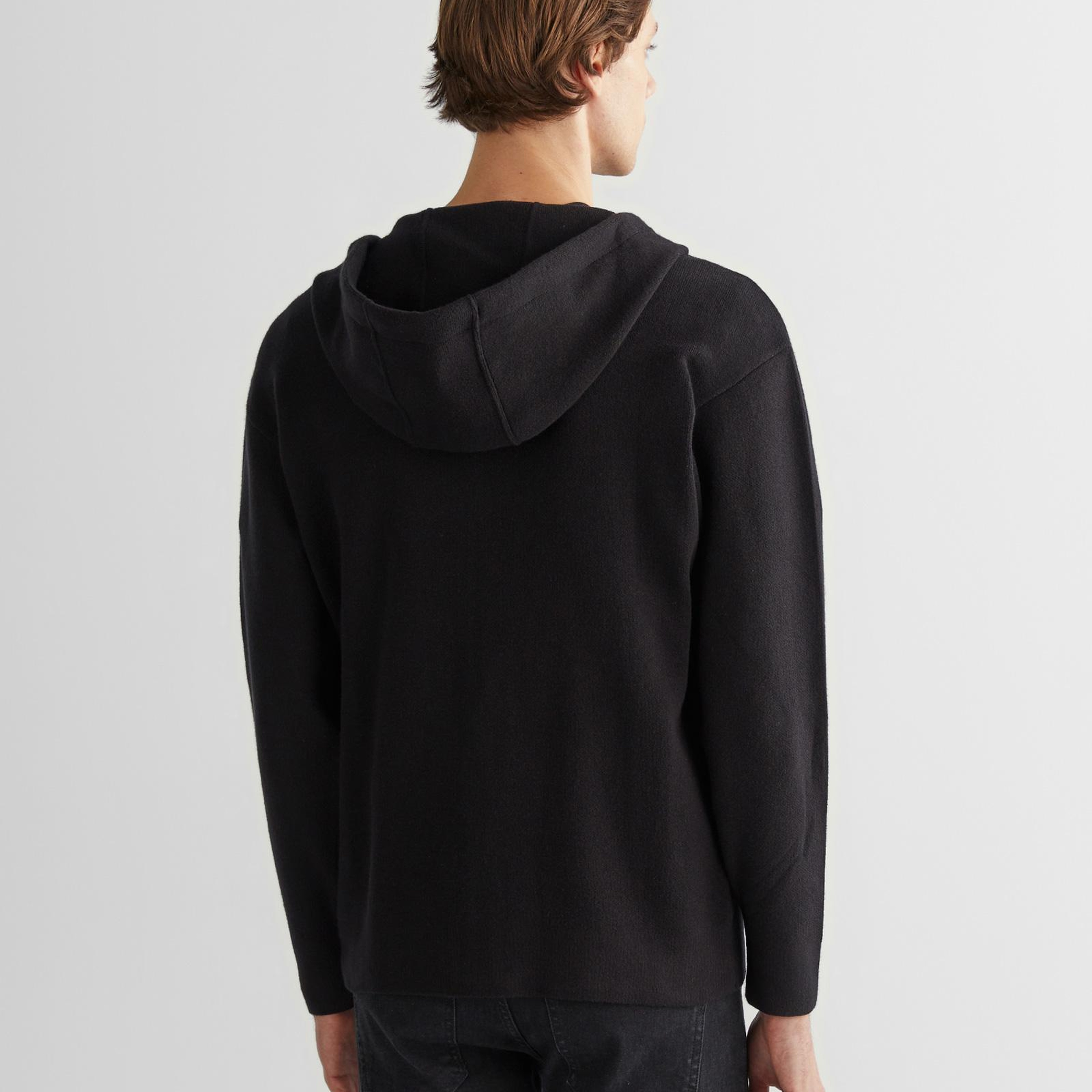 GANT Erkek Siyah Regular Fit Kapüşonlu Logolu Hırka