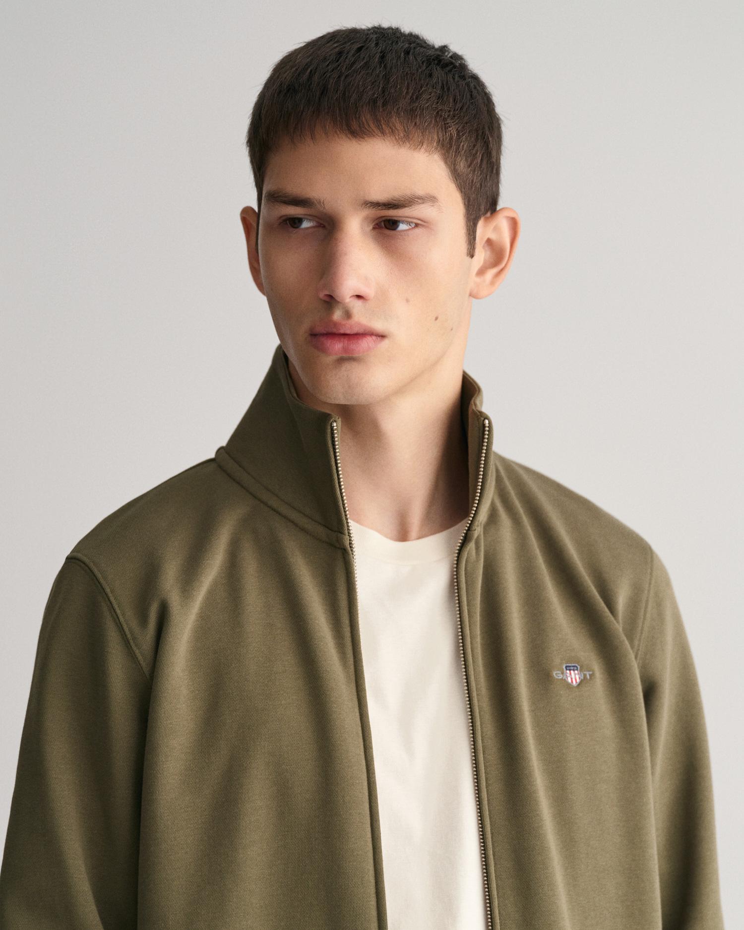 GANT Erkek Yeşil Regular Fit Fermuarlı Sweatshirt