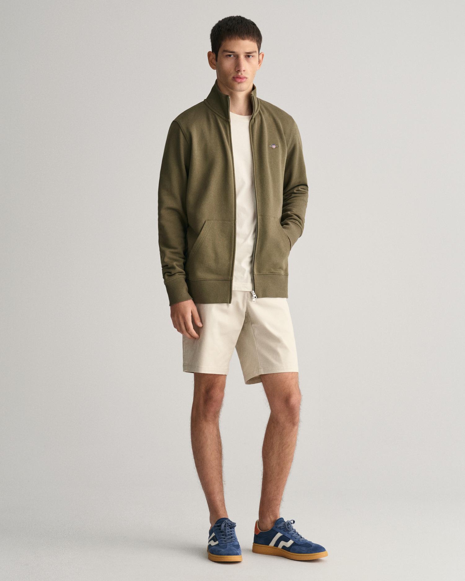GANT Erkek Yeşil Regular Fit Fermuarlı Sweatshirt