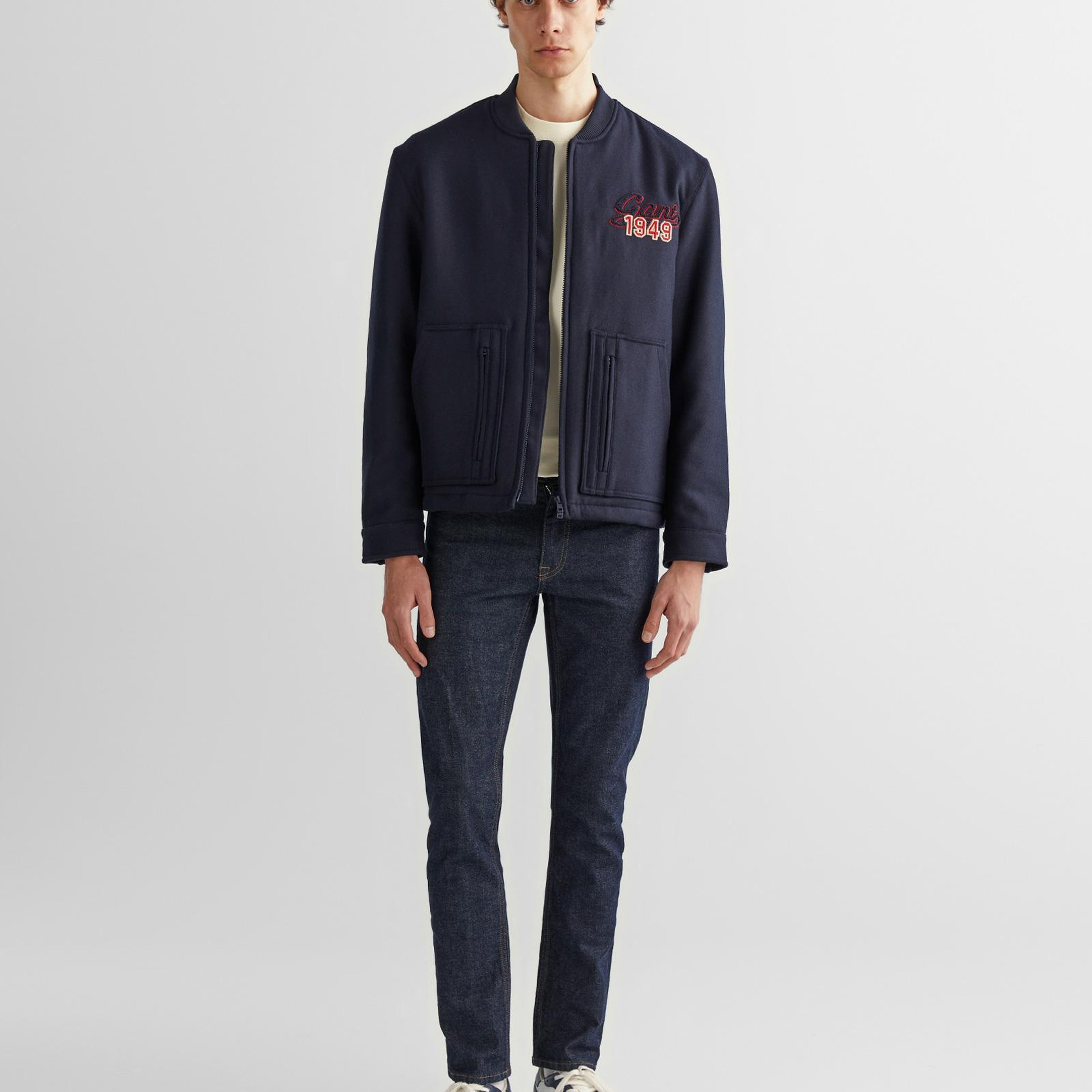 GANT Erkek Lacivert Oversize Fit Hakim Yaka Logolu Ceket