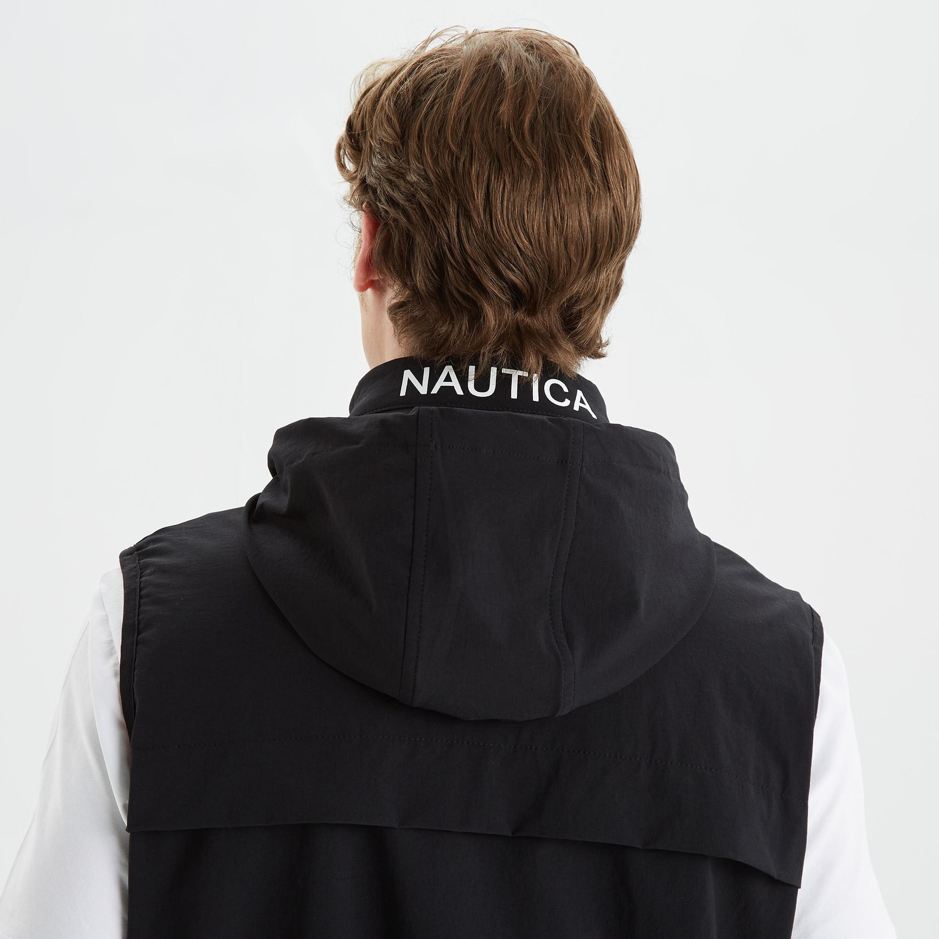 Nautica Erkek Siyah Logo Baskılı Yelek