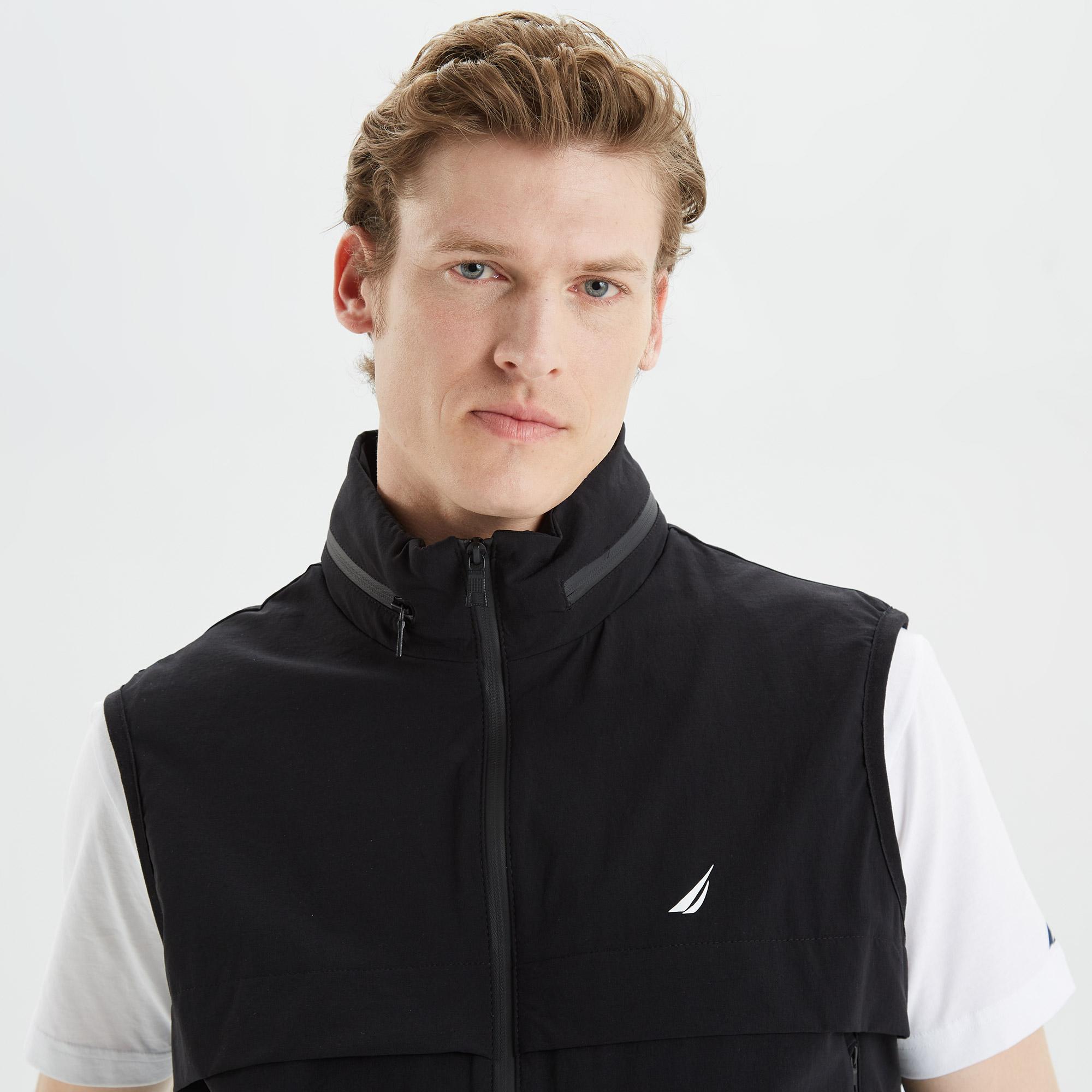 Nautica Erkek Siyah Logo Baskılı Yelek