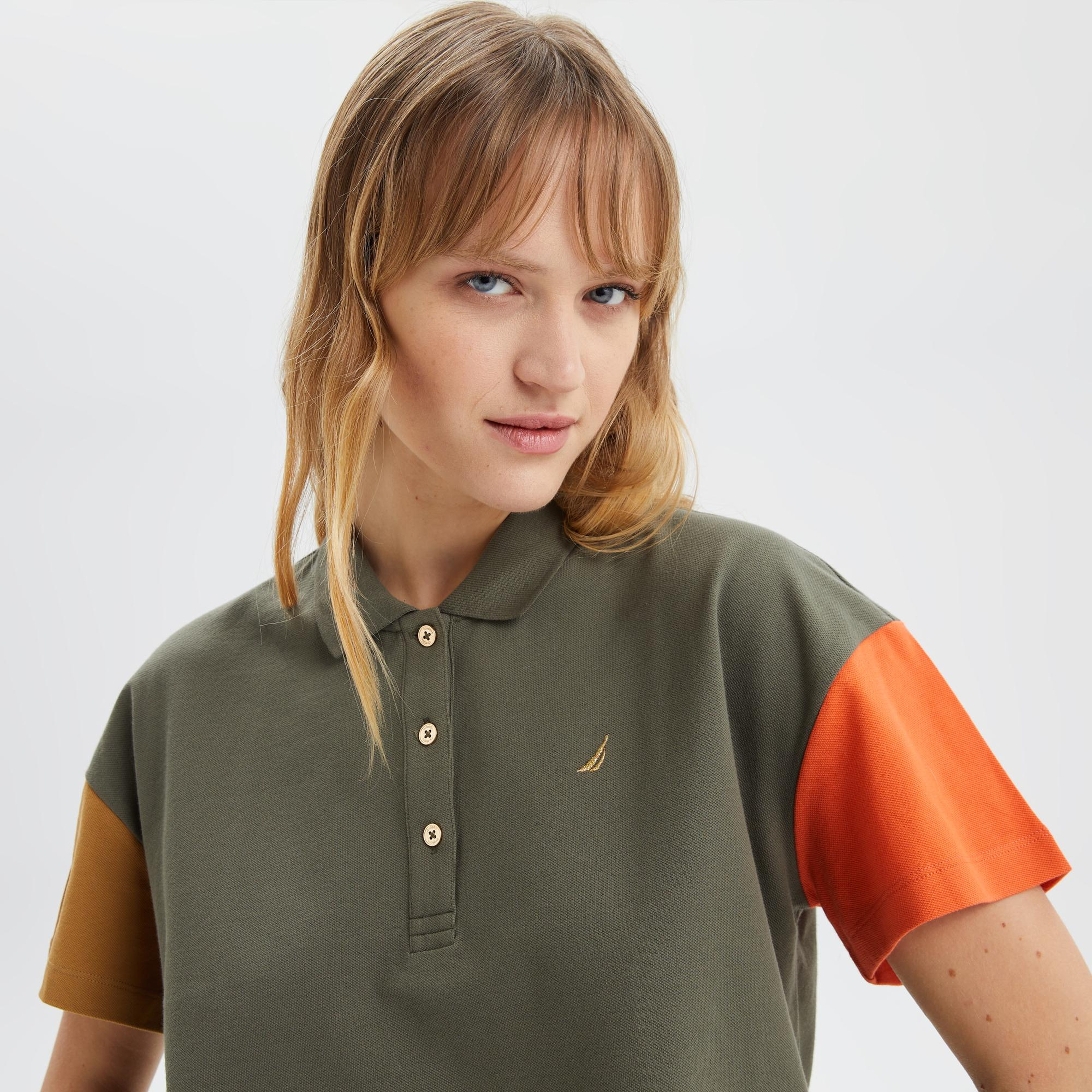 Nautica Kadın Yeşil Oversize Kısa Kollu Polo