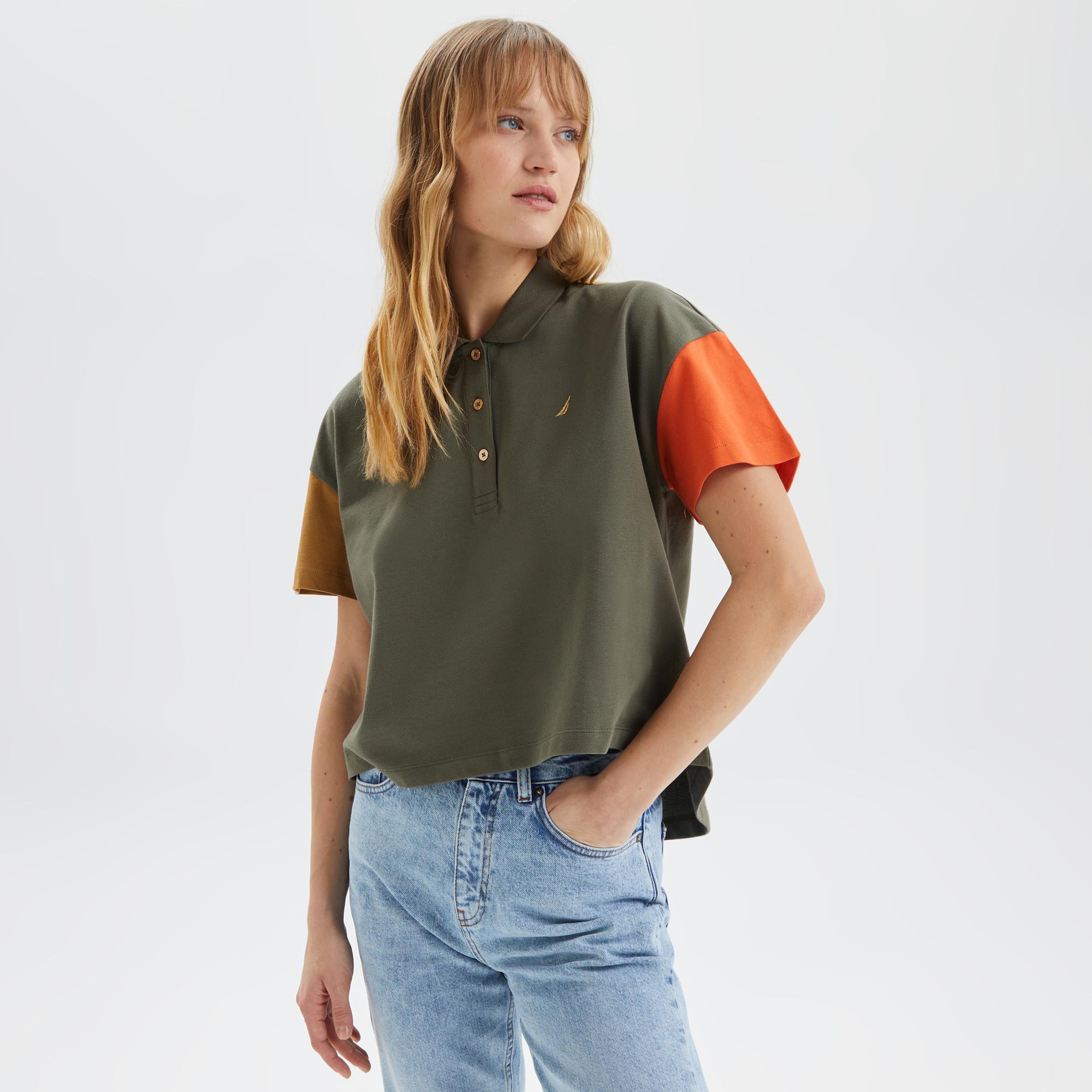 Nautica Kadın Yeşil Oversize Kısa Kollu Polo