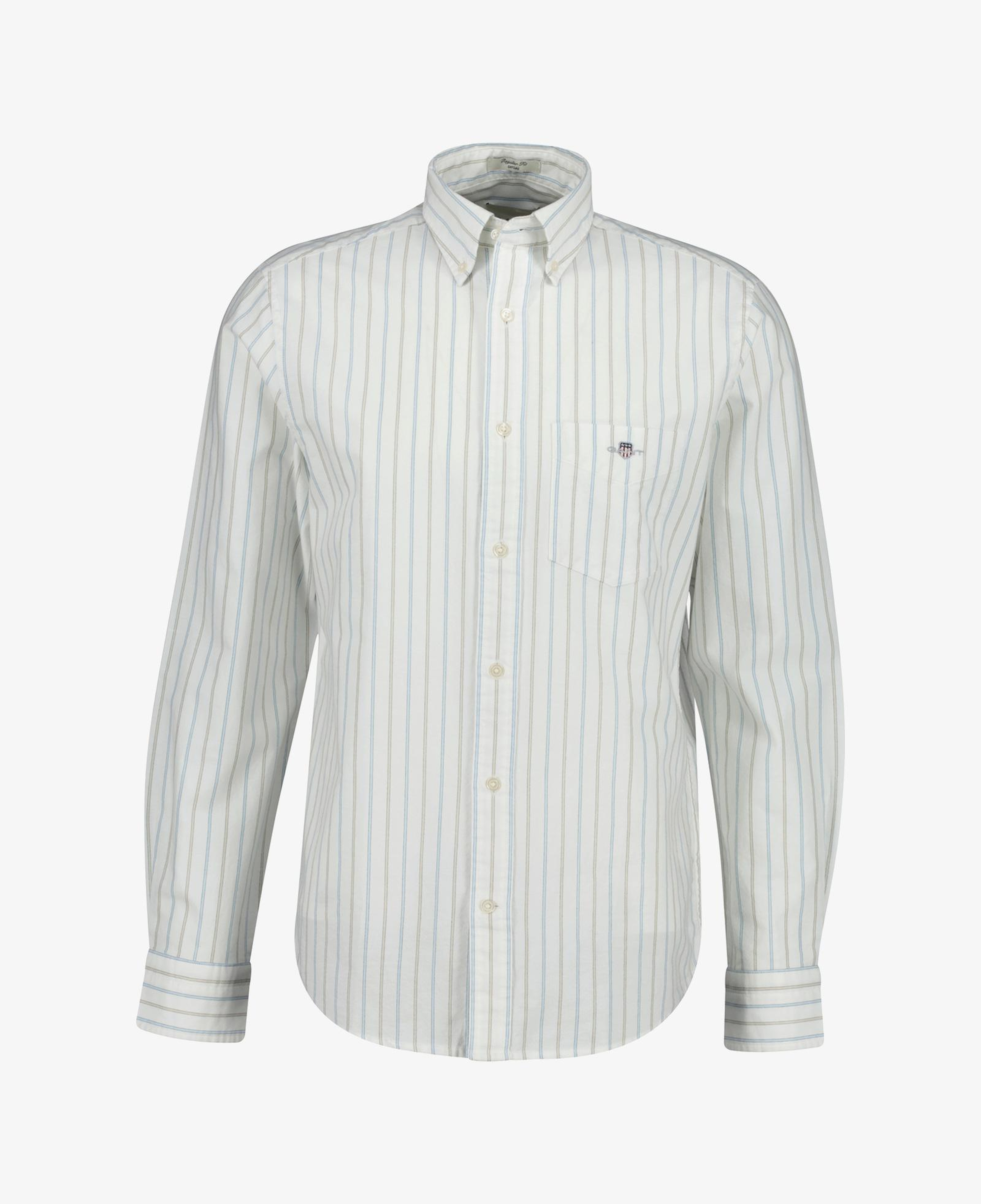 GANT Erkek Beyaz Regular Fit Çizgili Logolu Gömlek