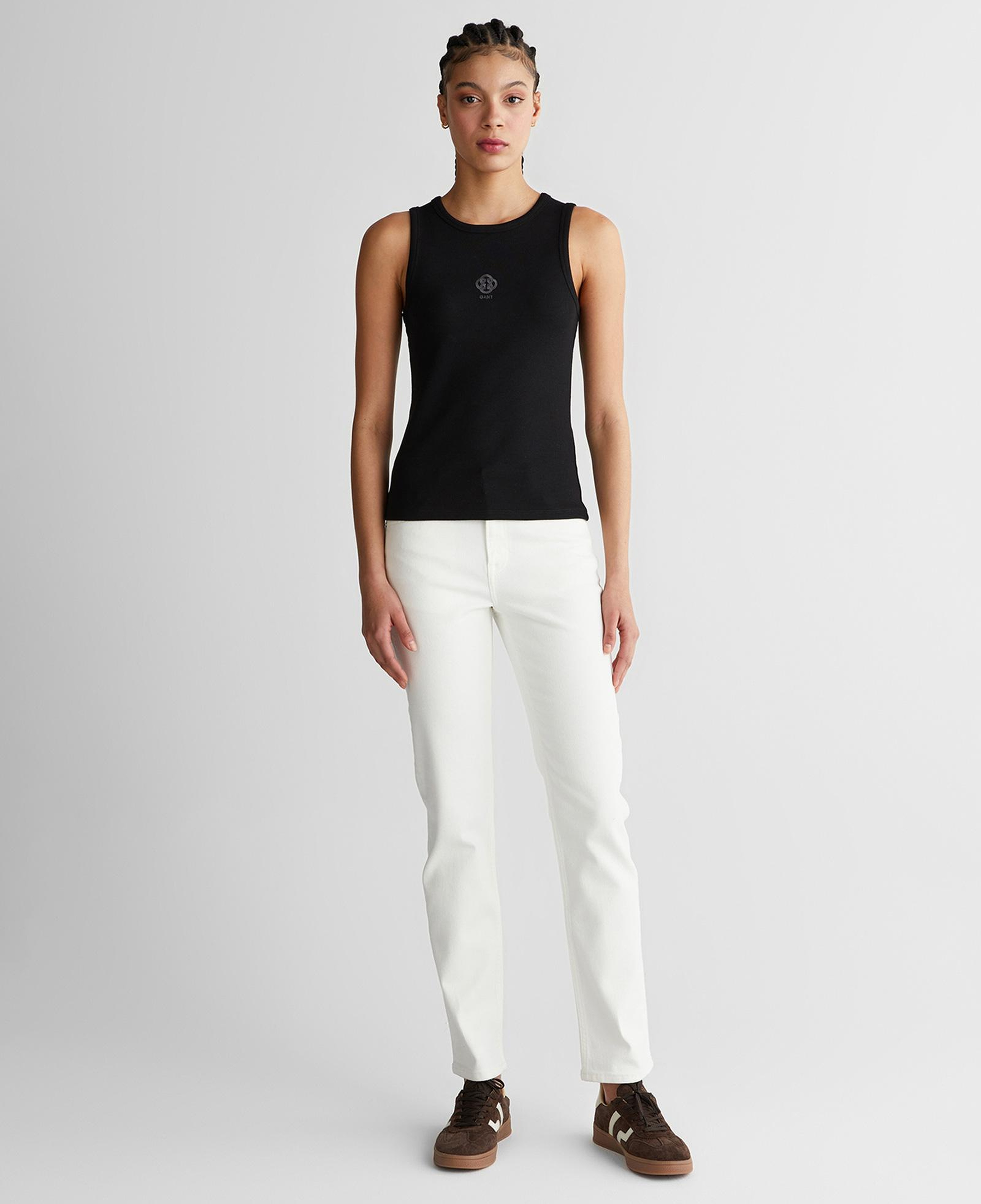 GANT Kadın Siyah Bisiklet Yaka Regular Fit T-Shirt