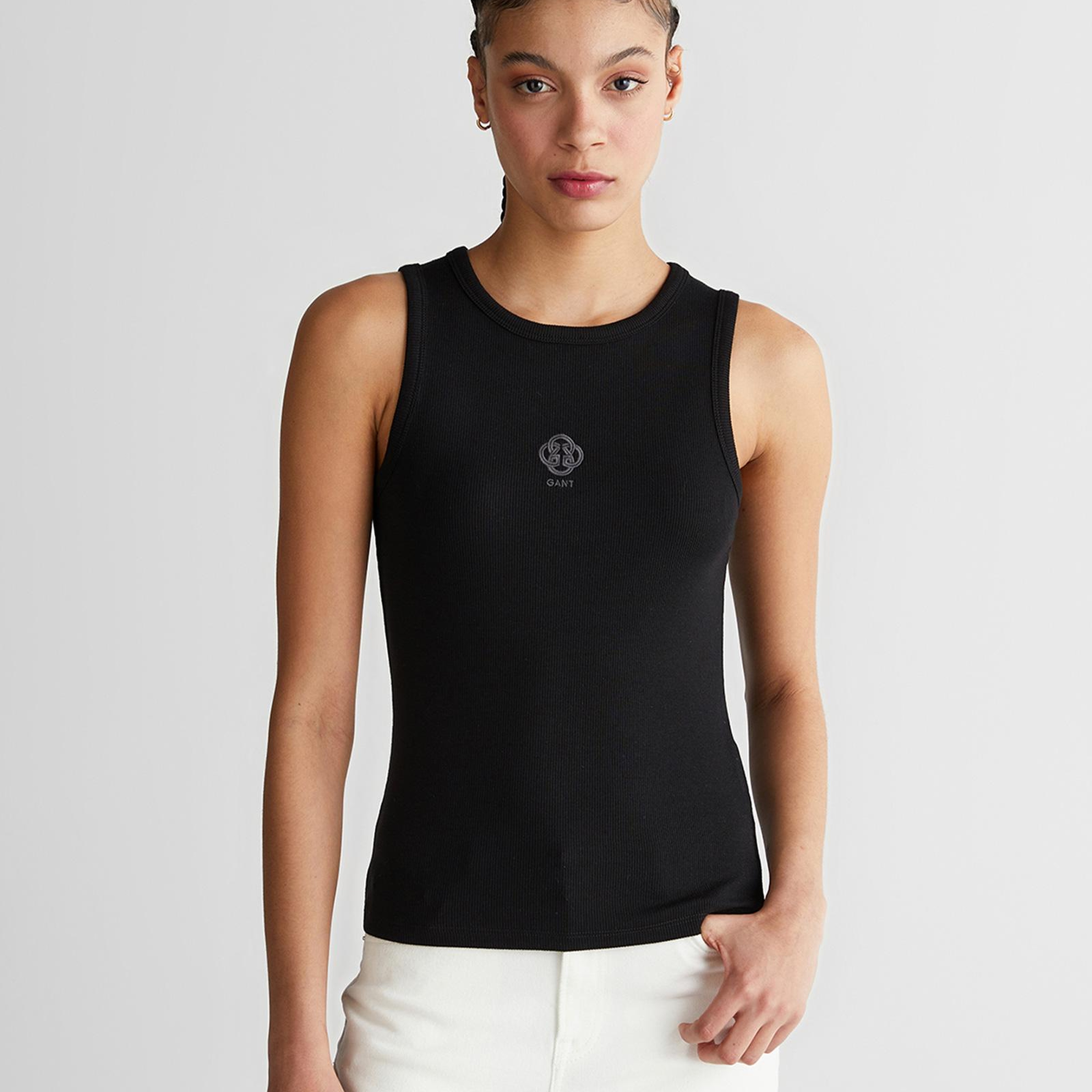 GANT Kadın Siyah Bisiklet Yaka Regular Fit T-Shirt