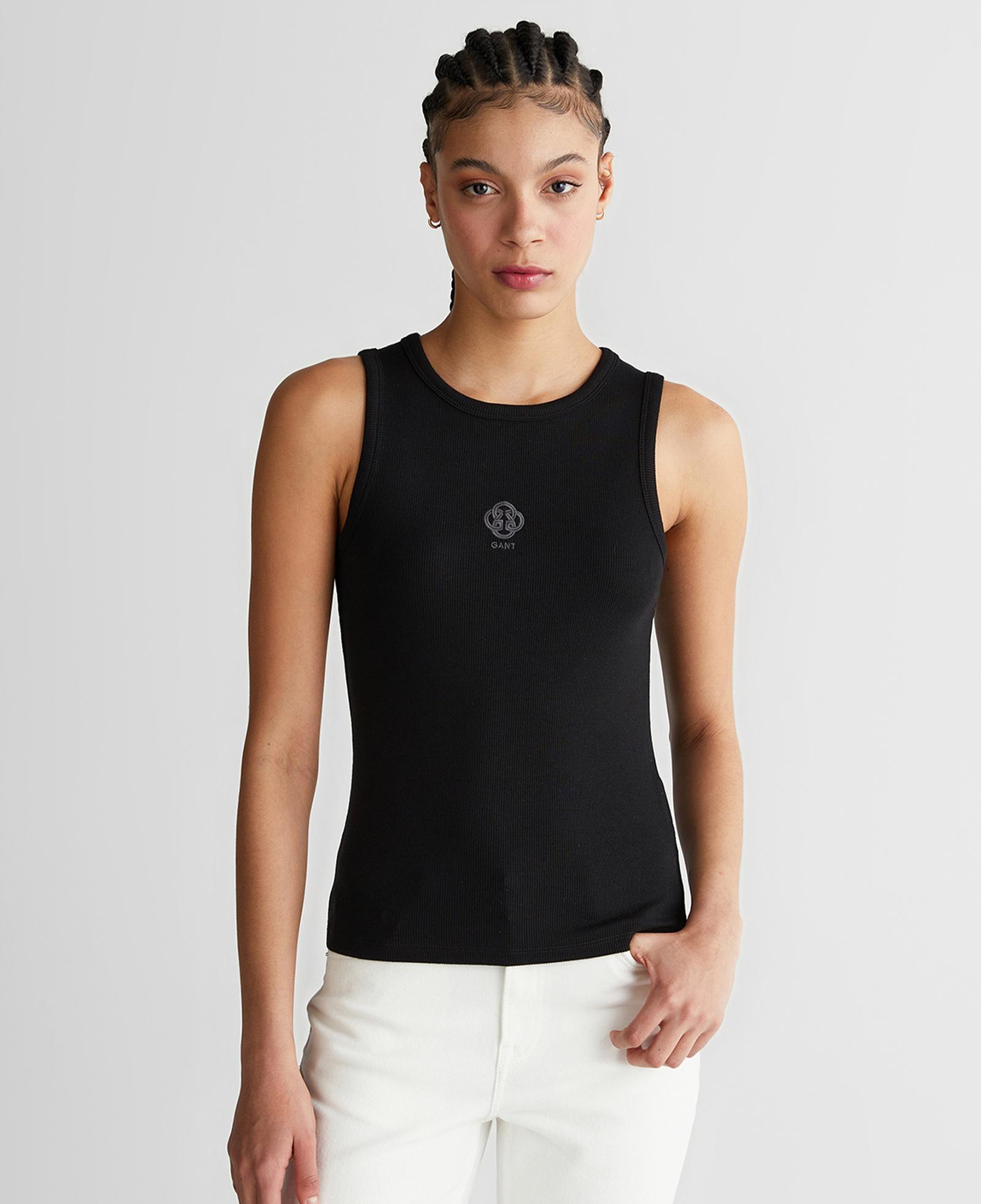 GANT Kadın Siyah Bisiklet Yaka Regular Fit T-Shirt