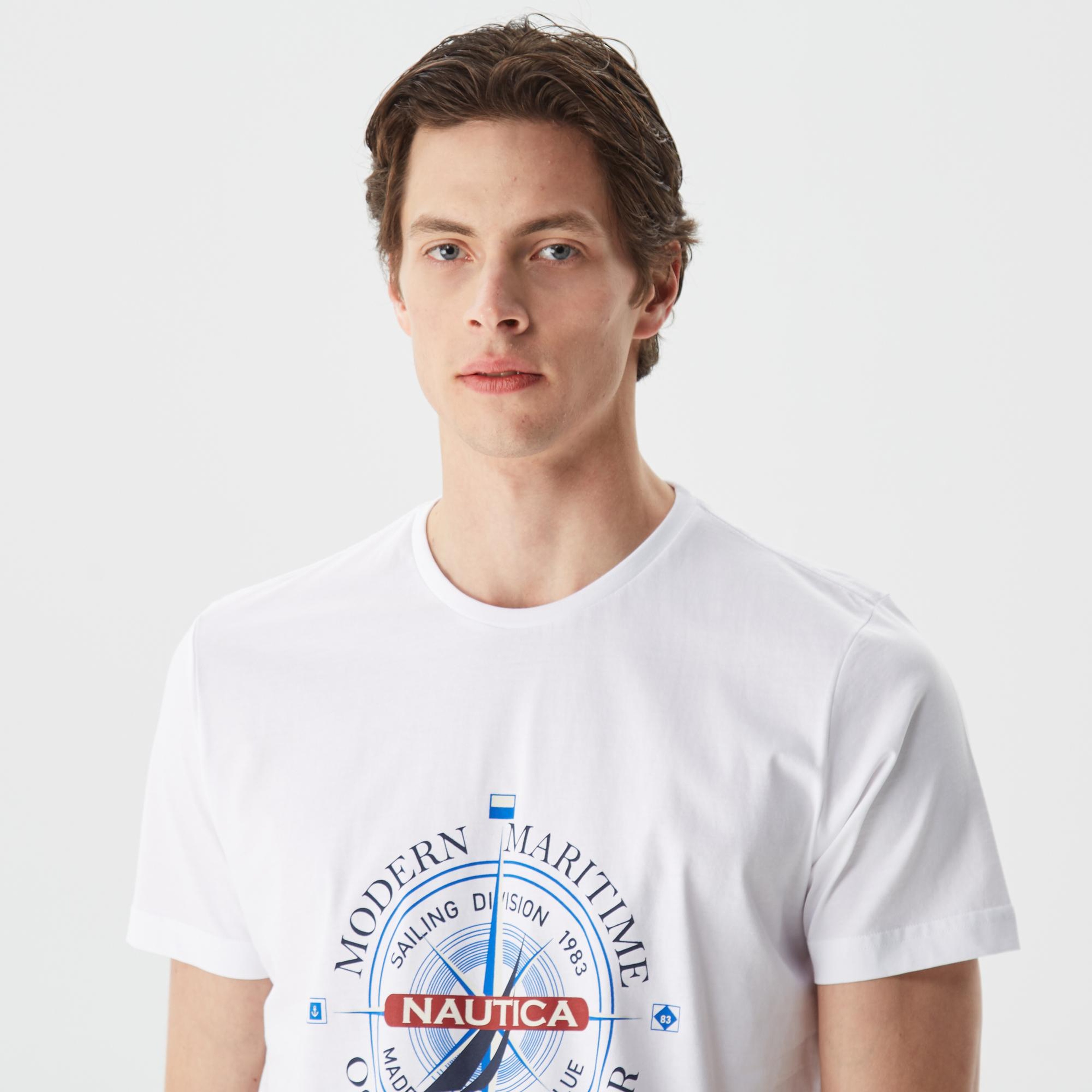 Nautica Erkek Beyaz Kısa Kollu TShirt