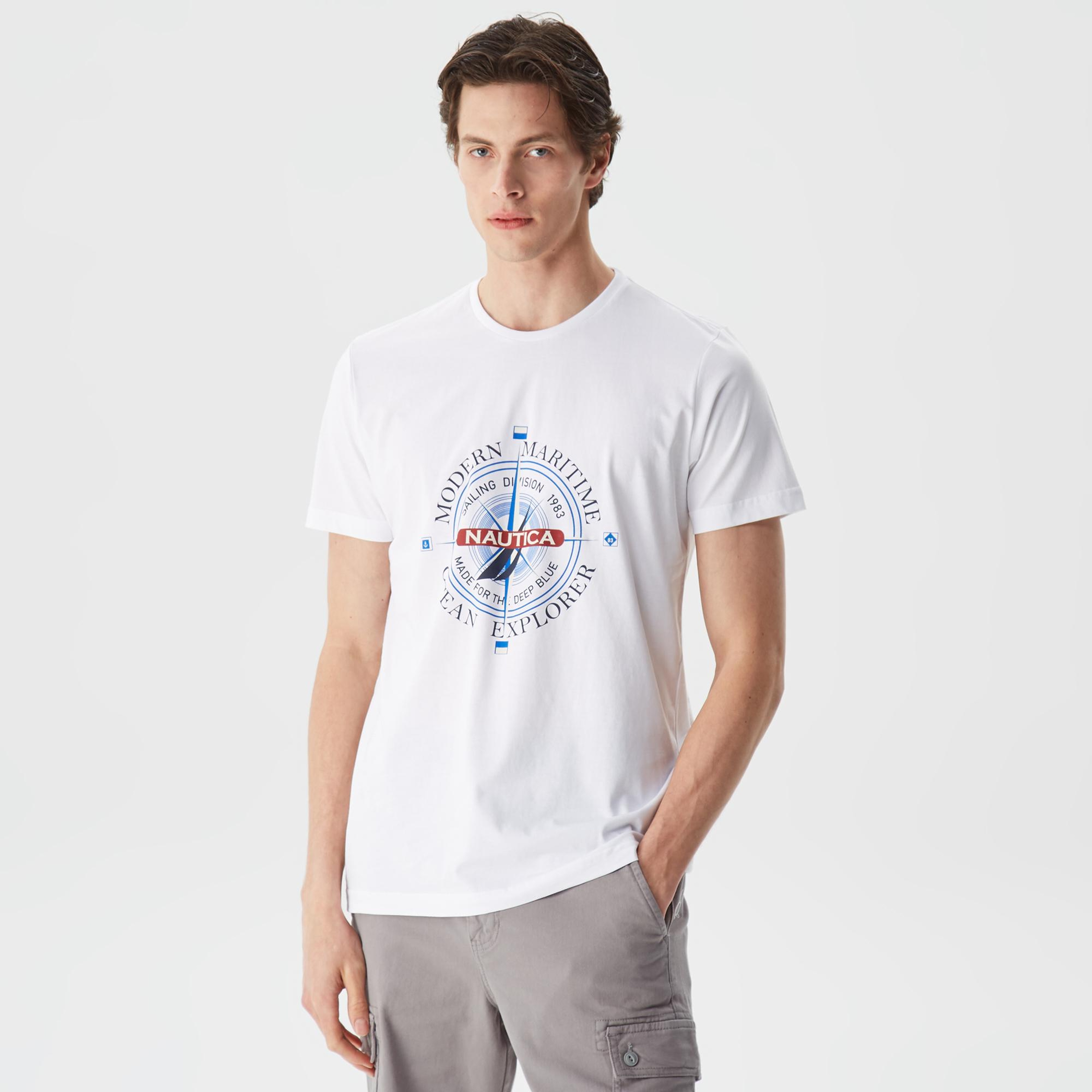 Nautica Erkek Beyaz Kısa Kollu TShirt